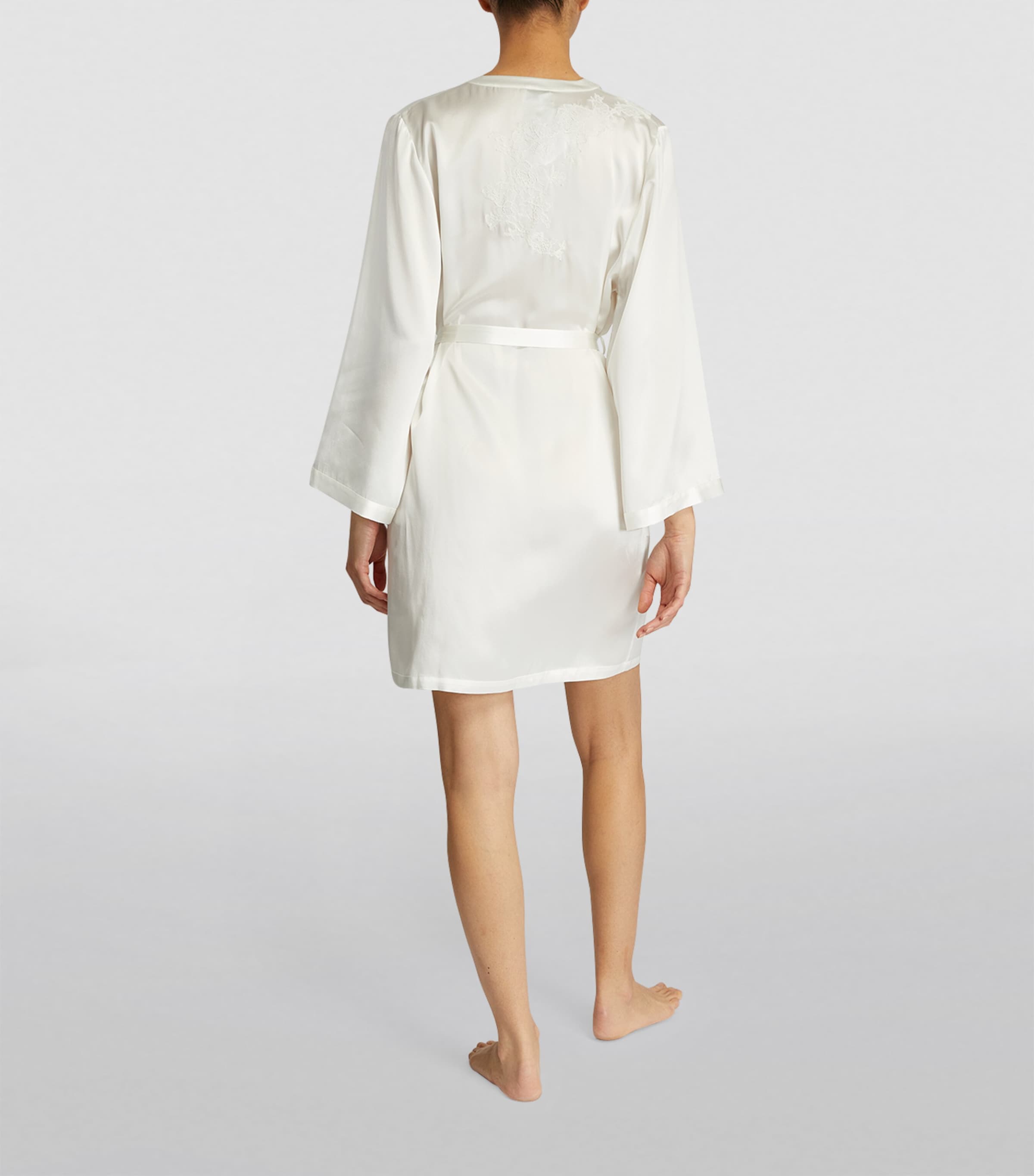 Silk Lace-Trim Robe NATUREL Image 3