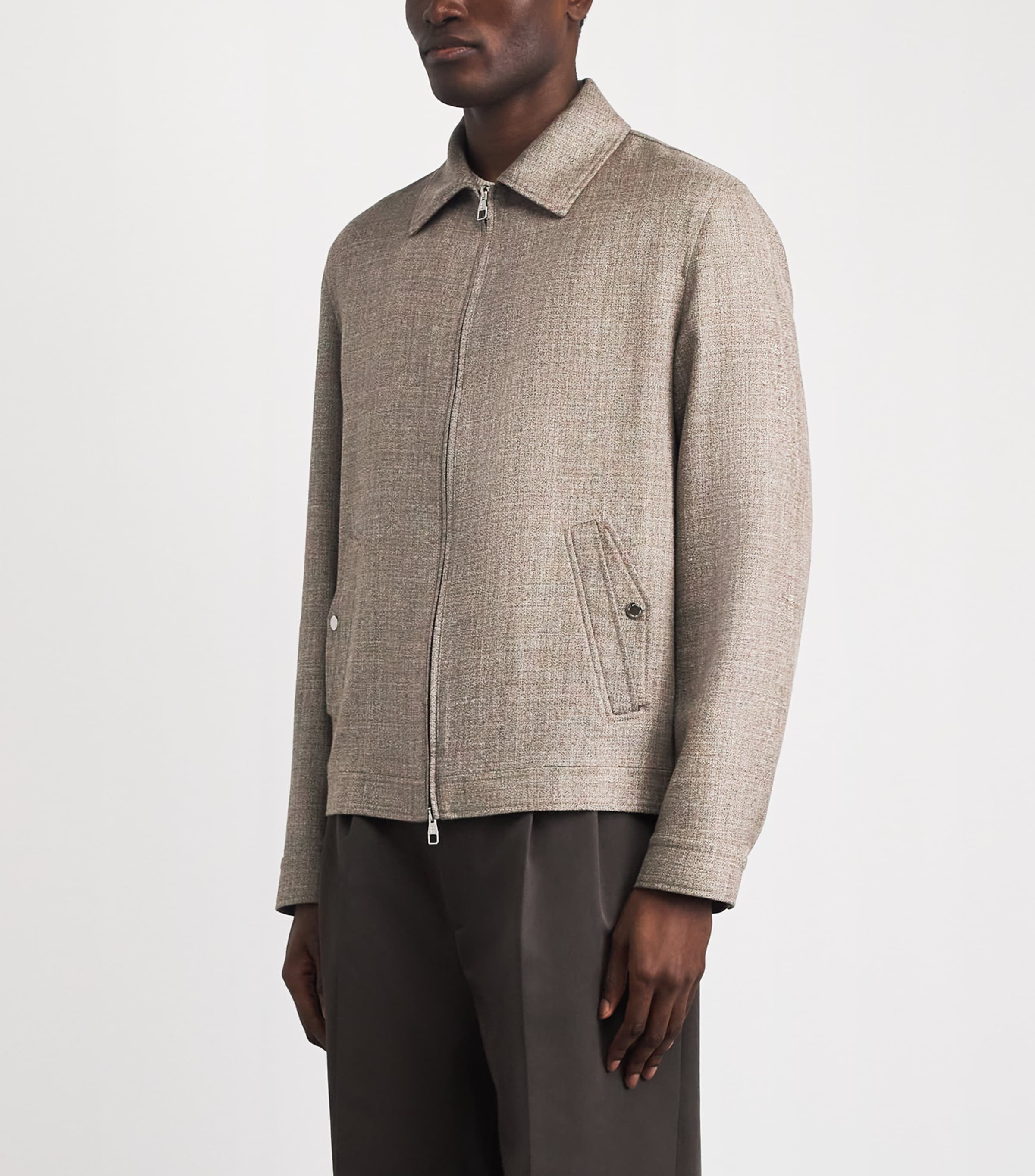 Wool-Silk-Linen Collar Jacket CAFE AU LAIT Image 4