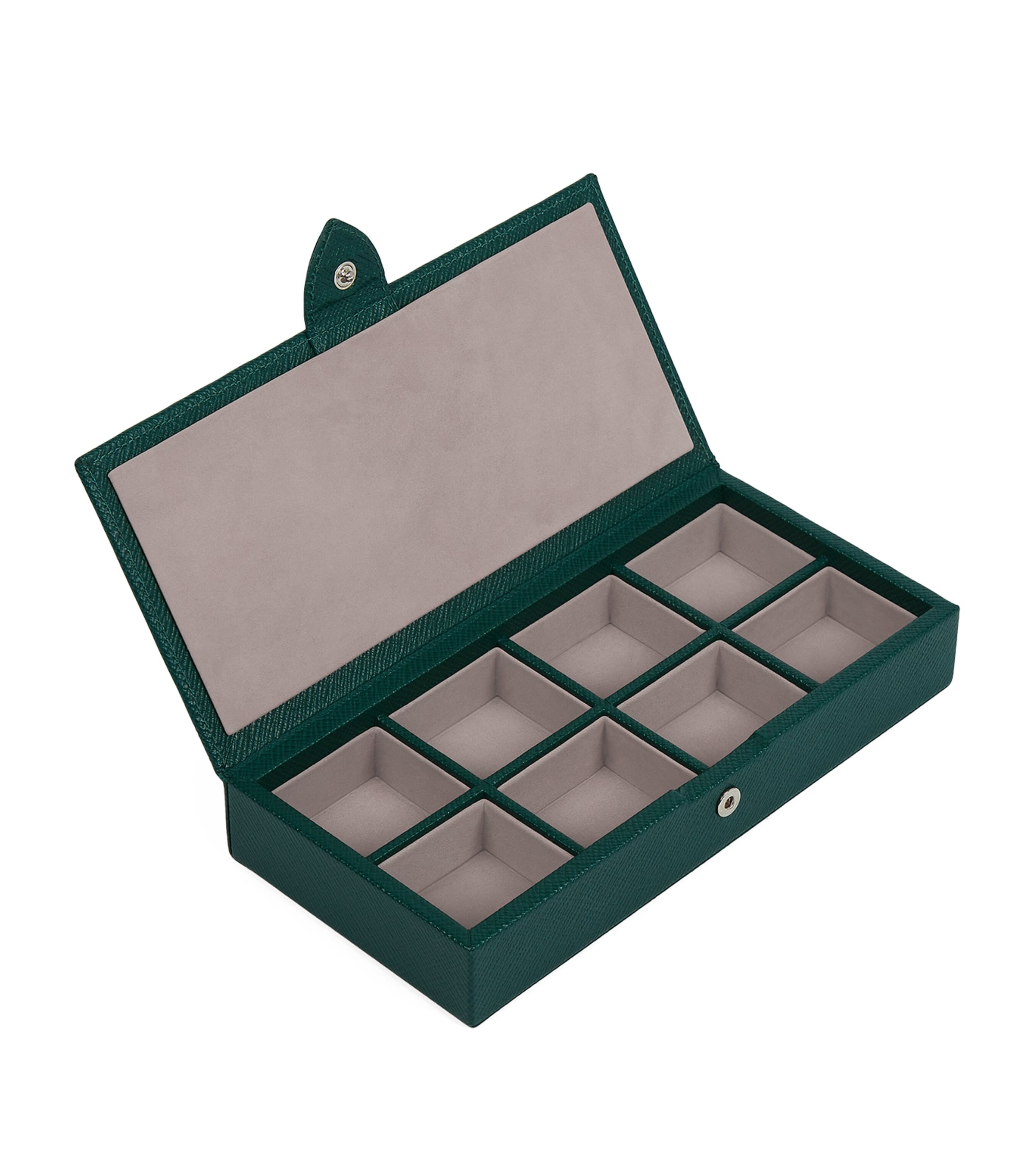 Smythson Leather Panama Cufflink Box Forest Green Image 4