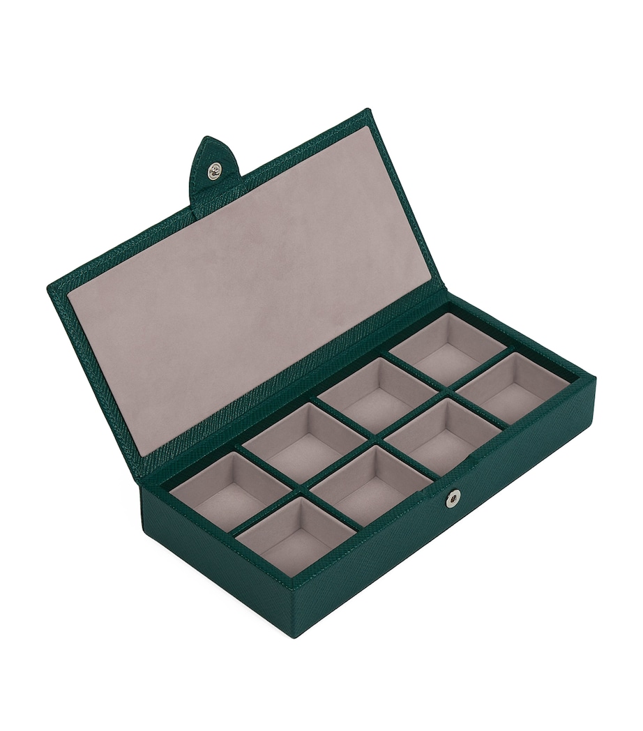 Smythson Leather Panama Cufflink Box Forest Green Image 4