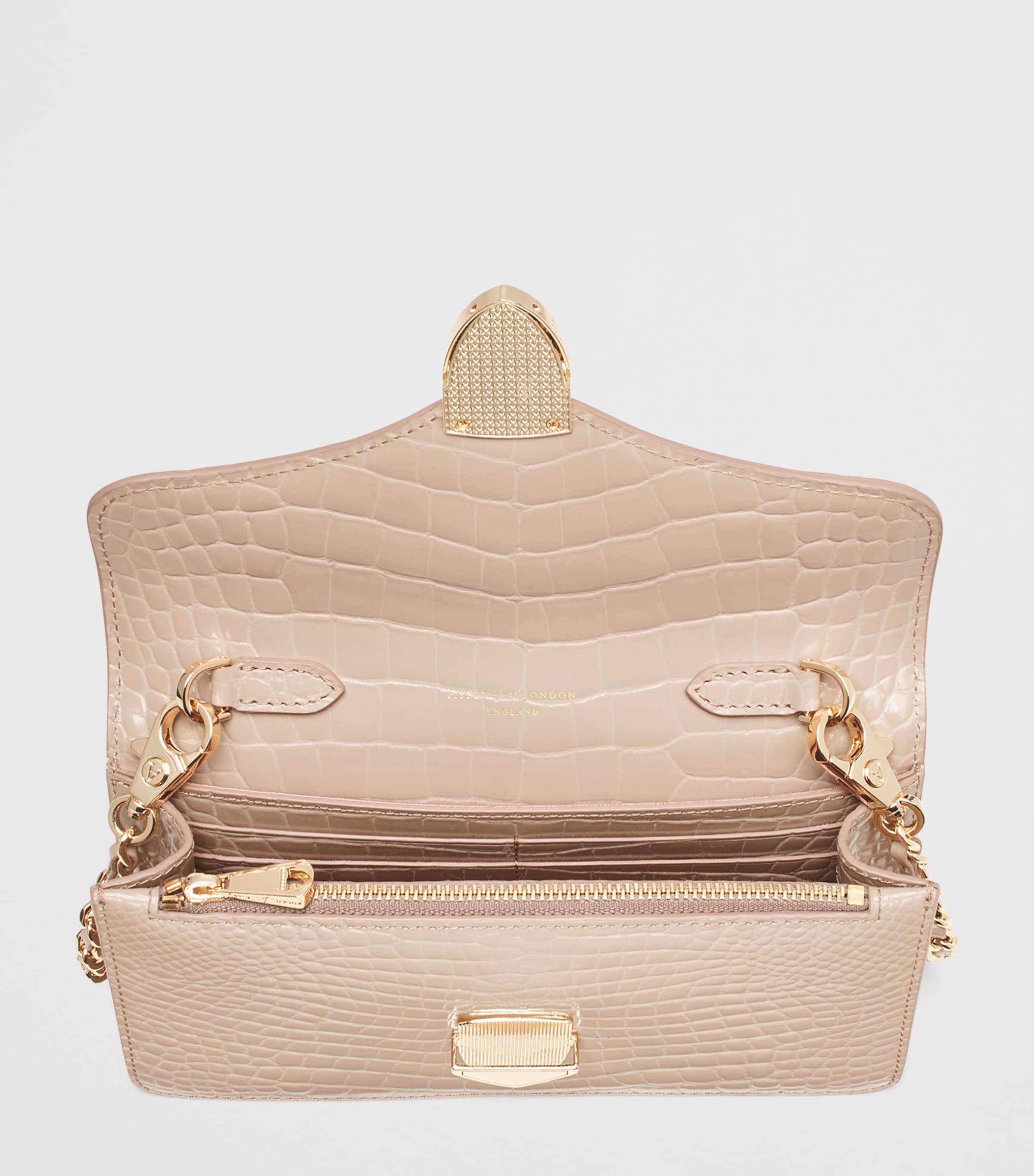 Croc-Embossed Leather Mayfair 2 Clutch Bag TAUPE Image 7