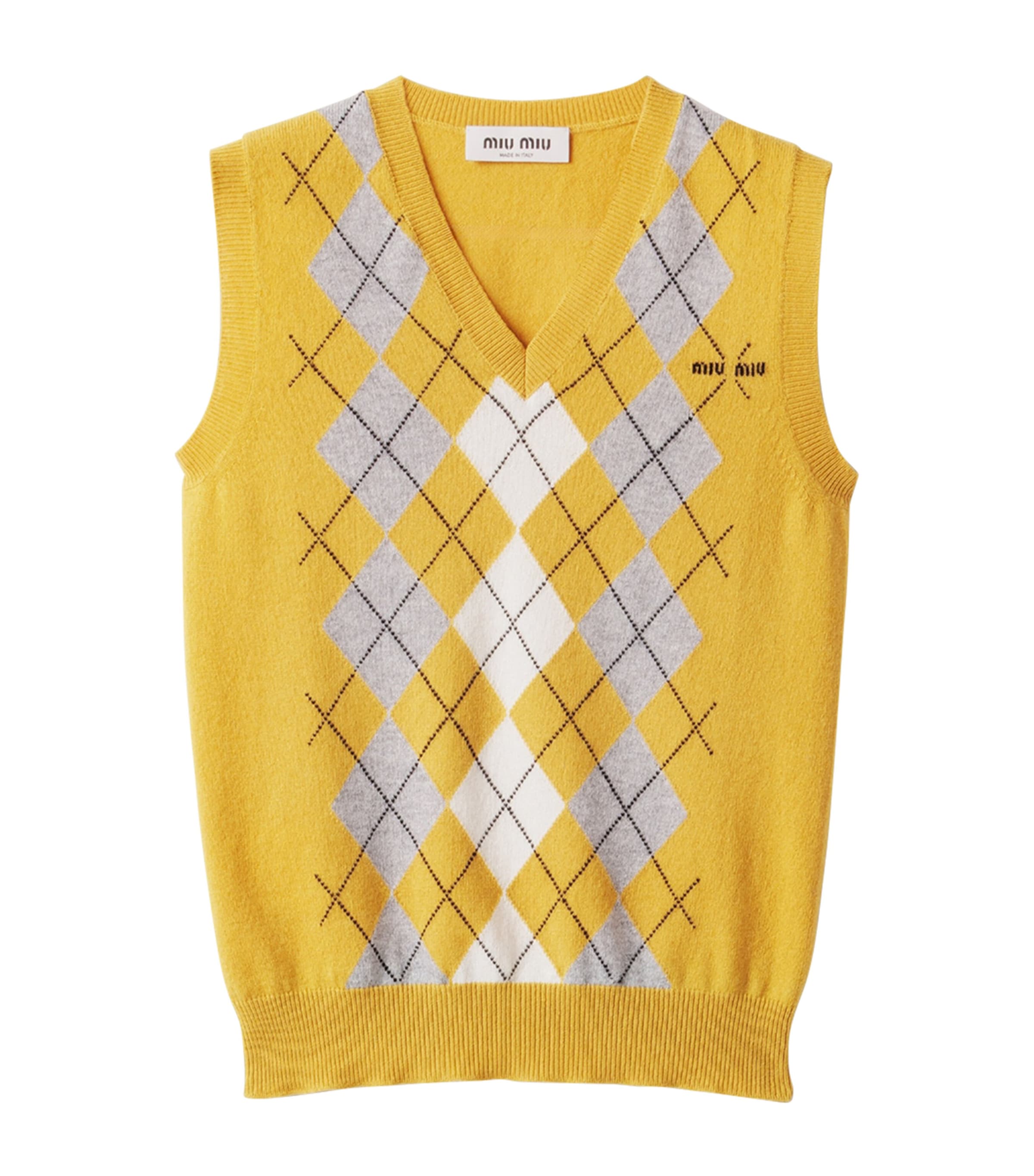 Cashmere Argyle Sweater Vest F0010 Image 1