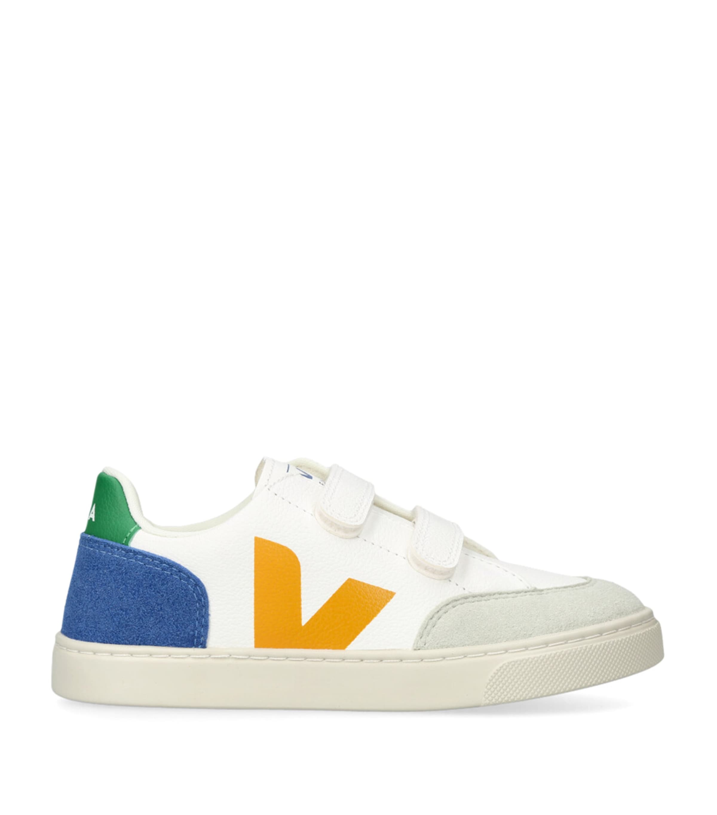 Veja V-12 Chrome-free Leather Sneakers In Blue
