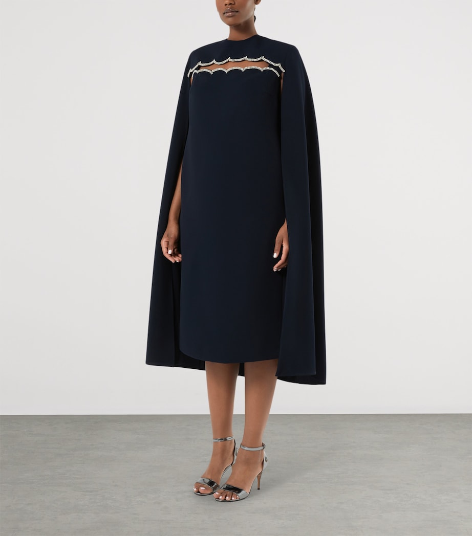 Marina Rinaldi Womens Cape-Detail Midi Dress Midnightblue Image 2