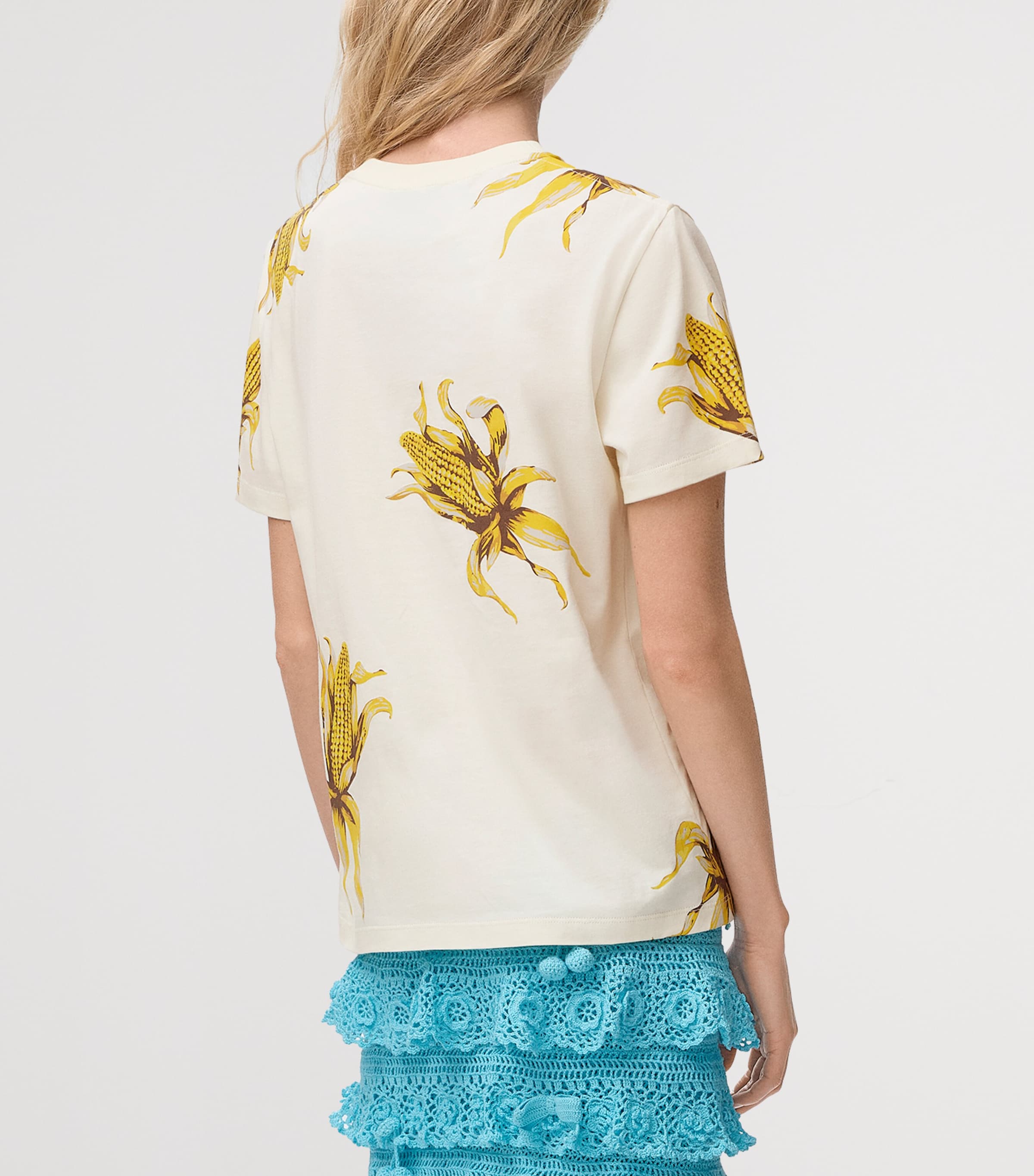 LOEWE Womens x Paula’s Ibiza Cotton-Blend Logo T-Shirt Ecru Image 4