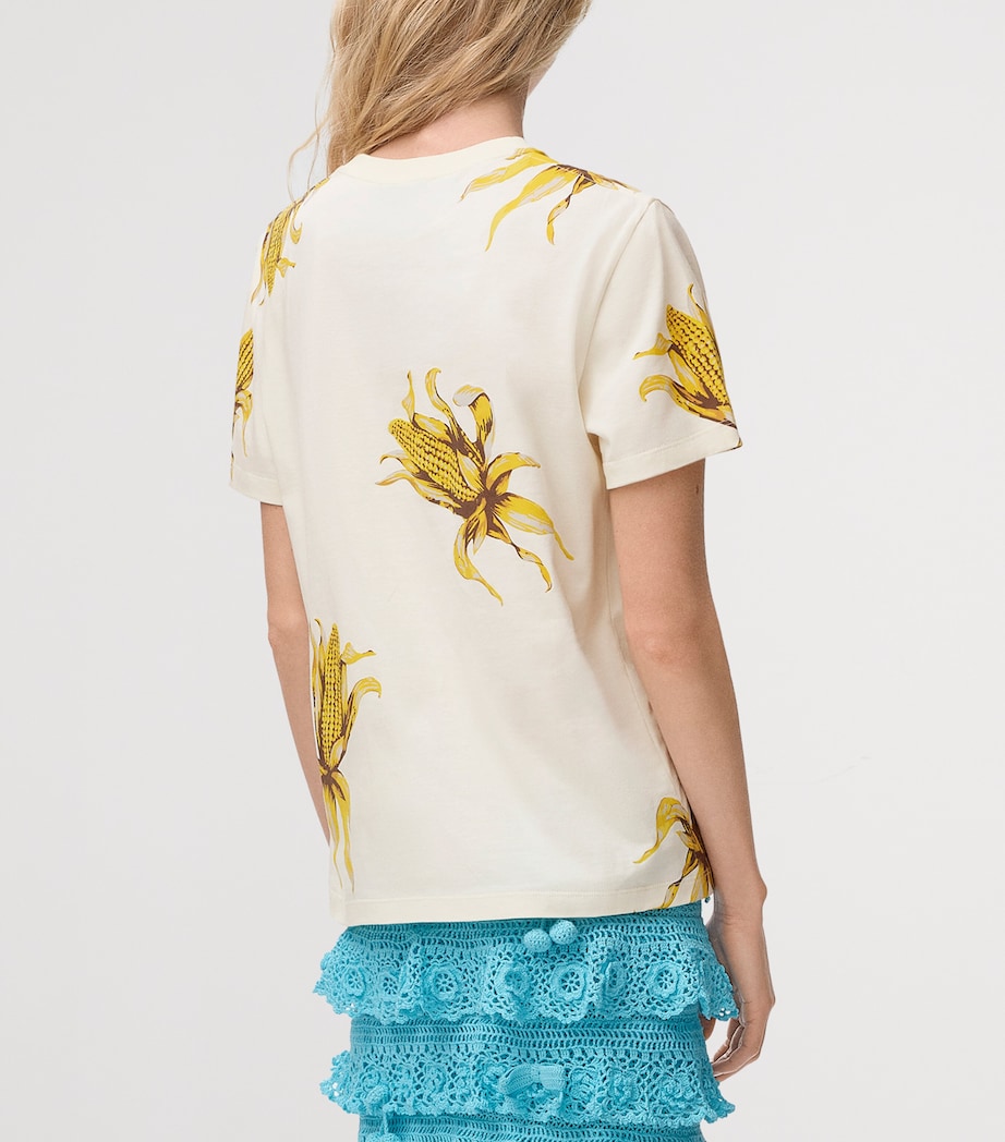 LOEWE Womens x Paula’s Ibiza Cotton-Blend Logo T-Shirt Ecru Image 4