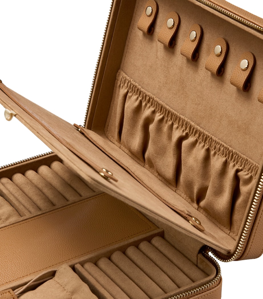 WOLF Large Lauren Travel Jewellery Case Caramel Image 7