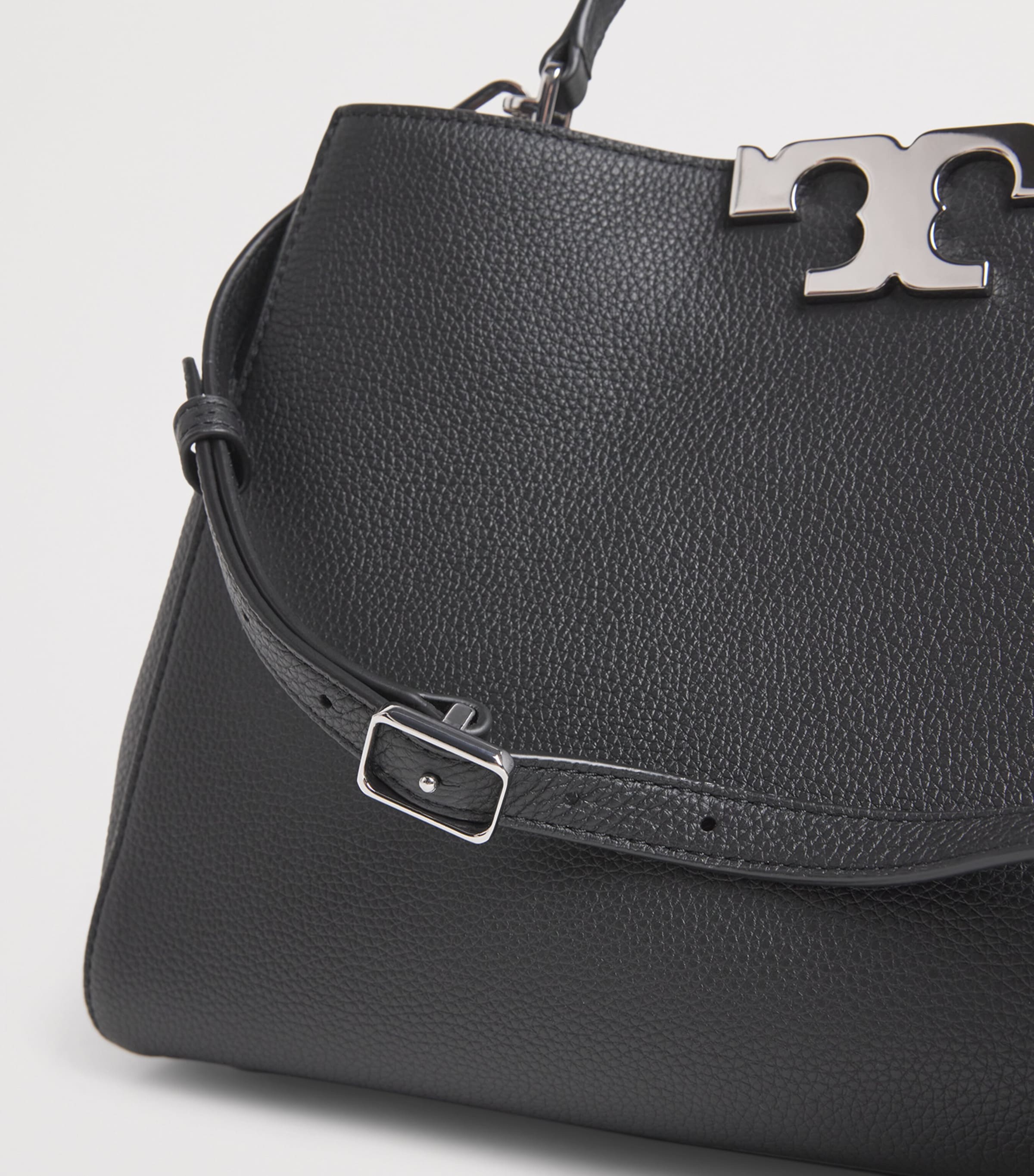 Large Leather Eleanor Top-Handle Bag BLACK Image 6