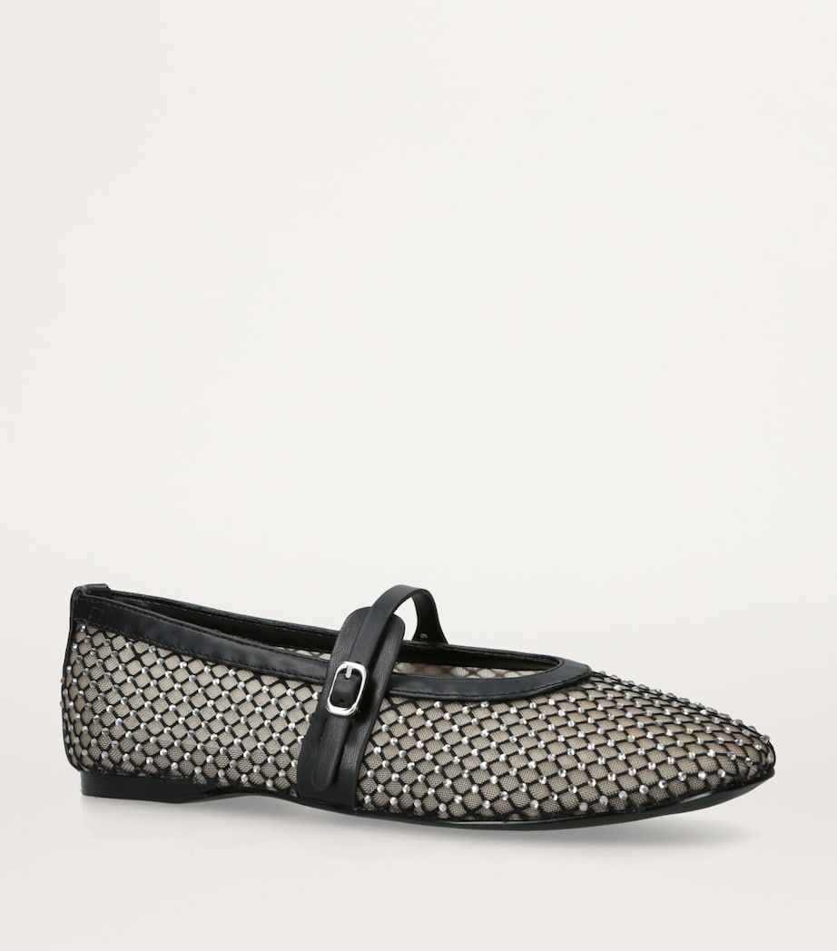 Crystal-Embellished Mesh Rejoice-MR Flats BLACK Image 3