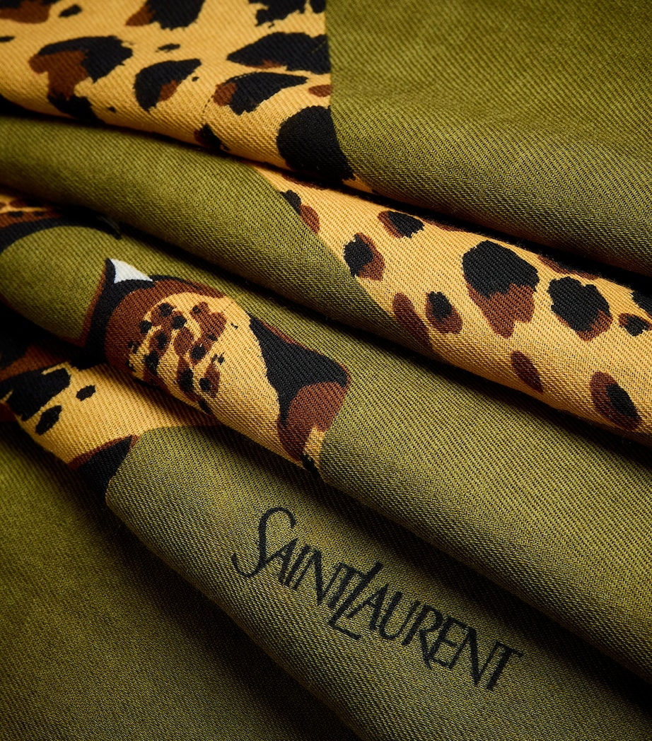 Saint Laurent Wool Leopard Scarf Image 3