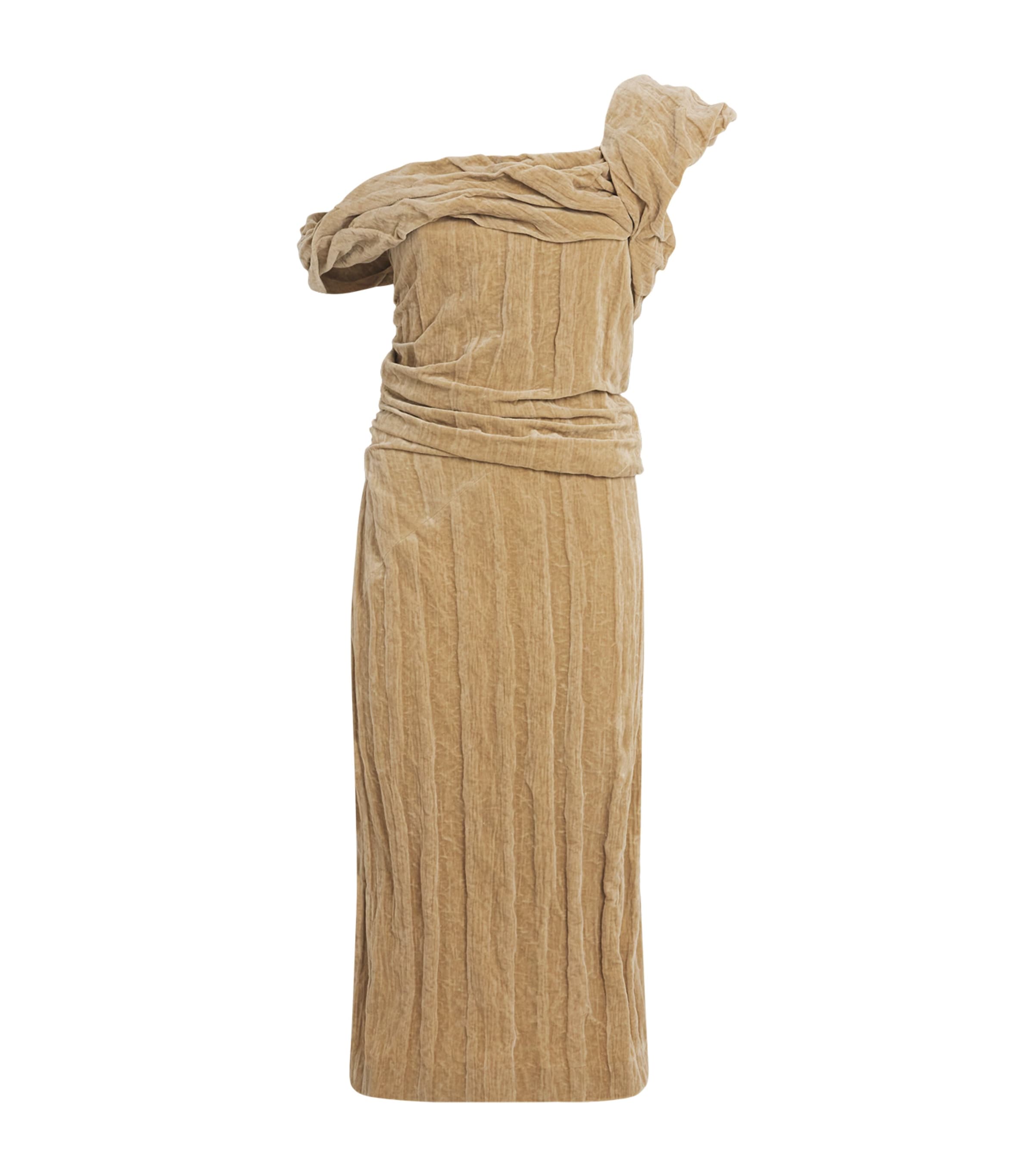 Cotton Velvet Twisted Midi Dress 227 GOLDEN BROWN Image 1