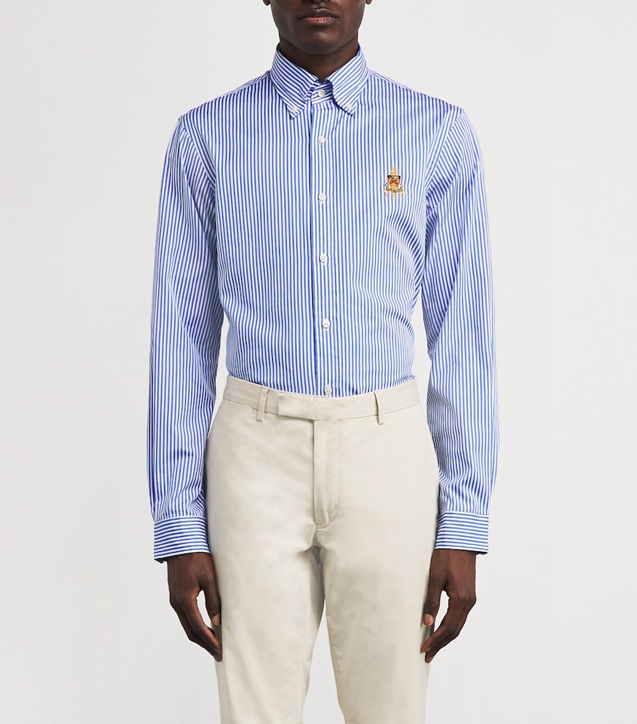 Cotton Poplin Stripe Crest Shirt BLUE Image 3