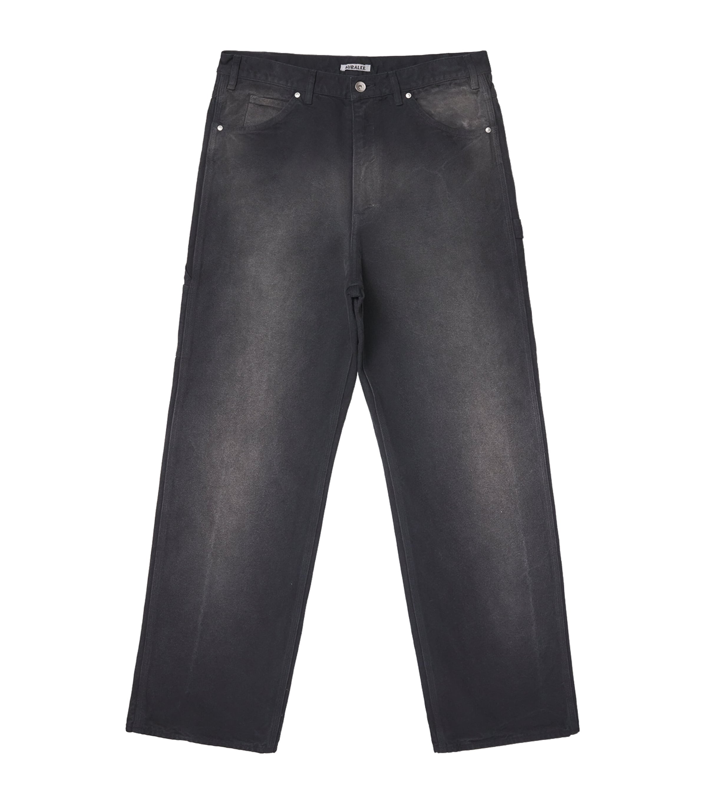 Auralee Black Organic Cotton Painter Straight Jeans | Harrods US