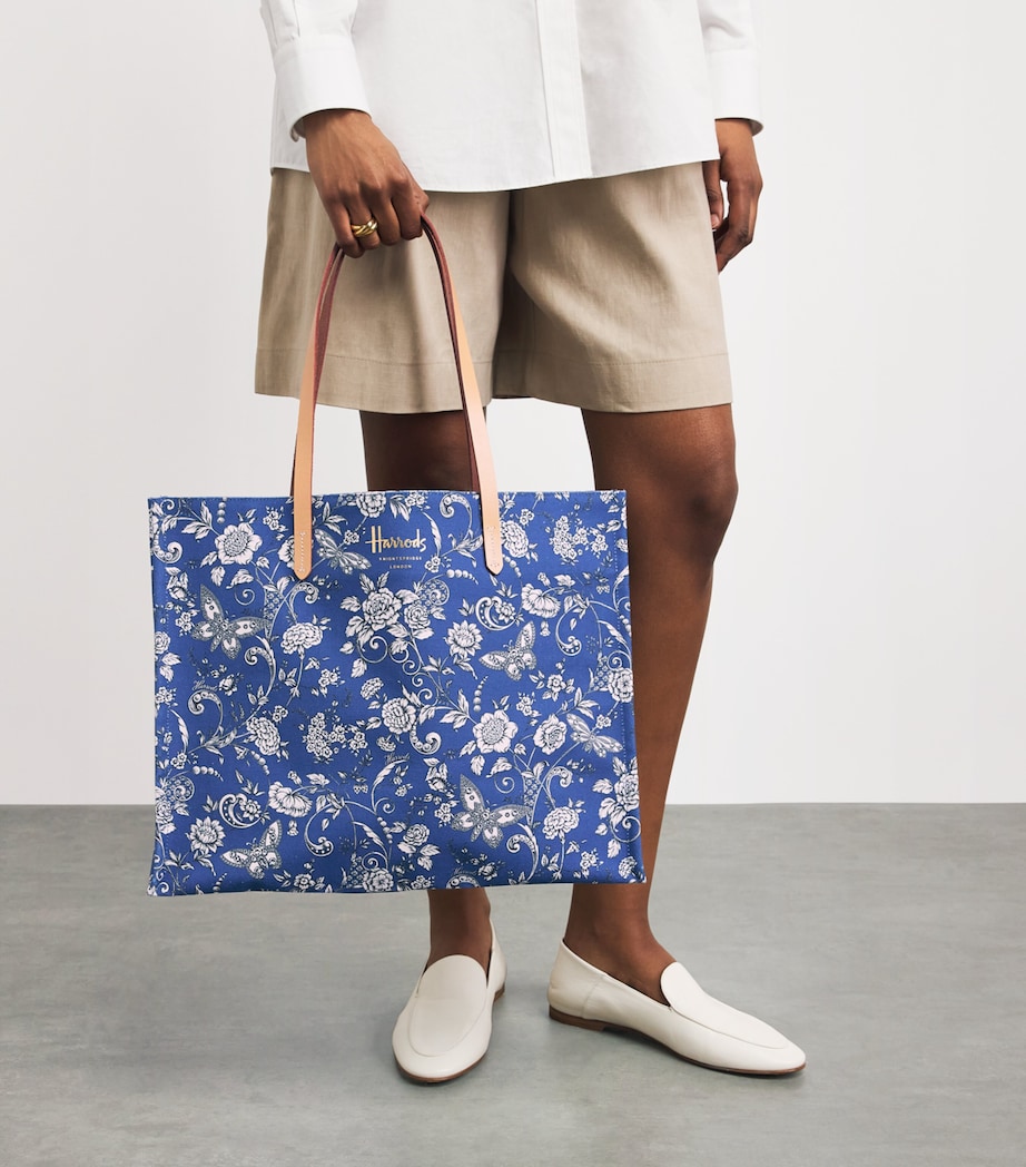 Harrods Large Cotton Butterfly Tote Bag Print Image 2