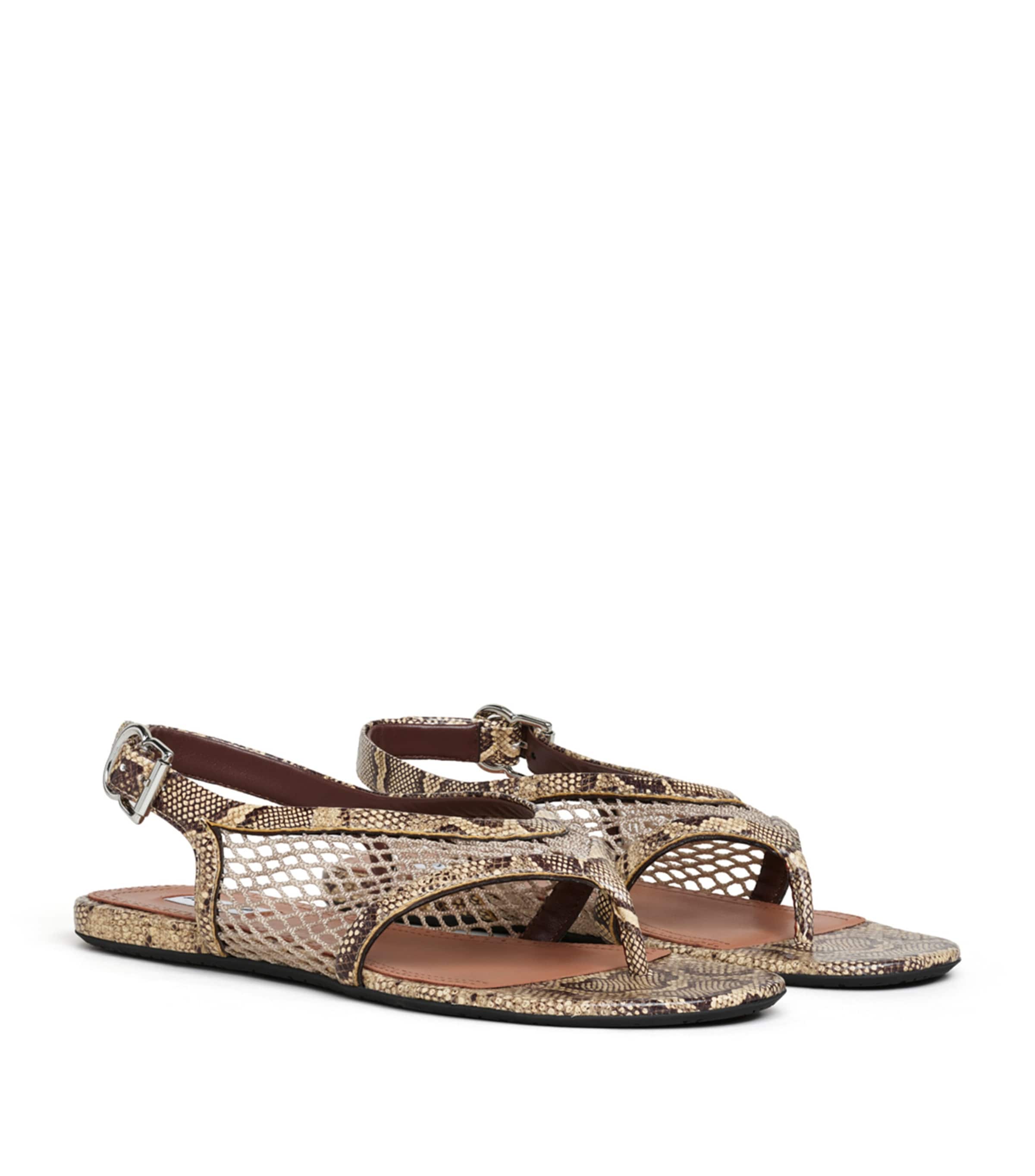 Alaïa Python-Effect Thong Sandals Honey Image 3