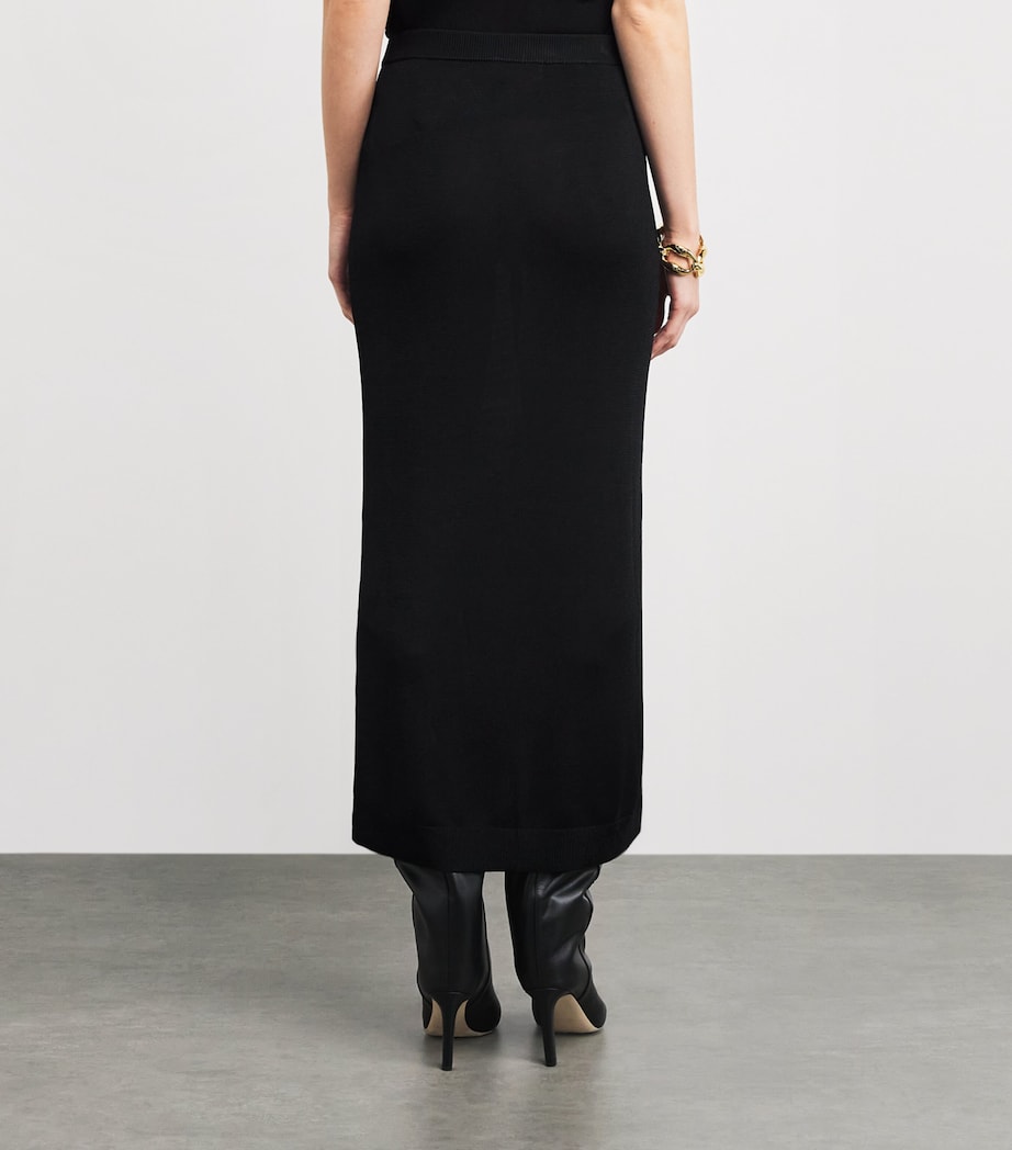 Knitted Column Midi Skirt 001 BLACK Image 4