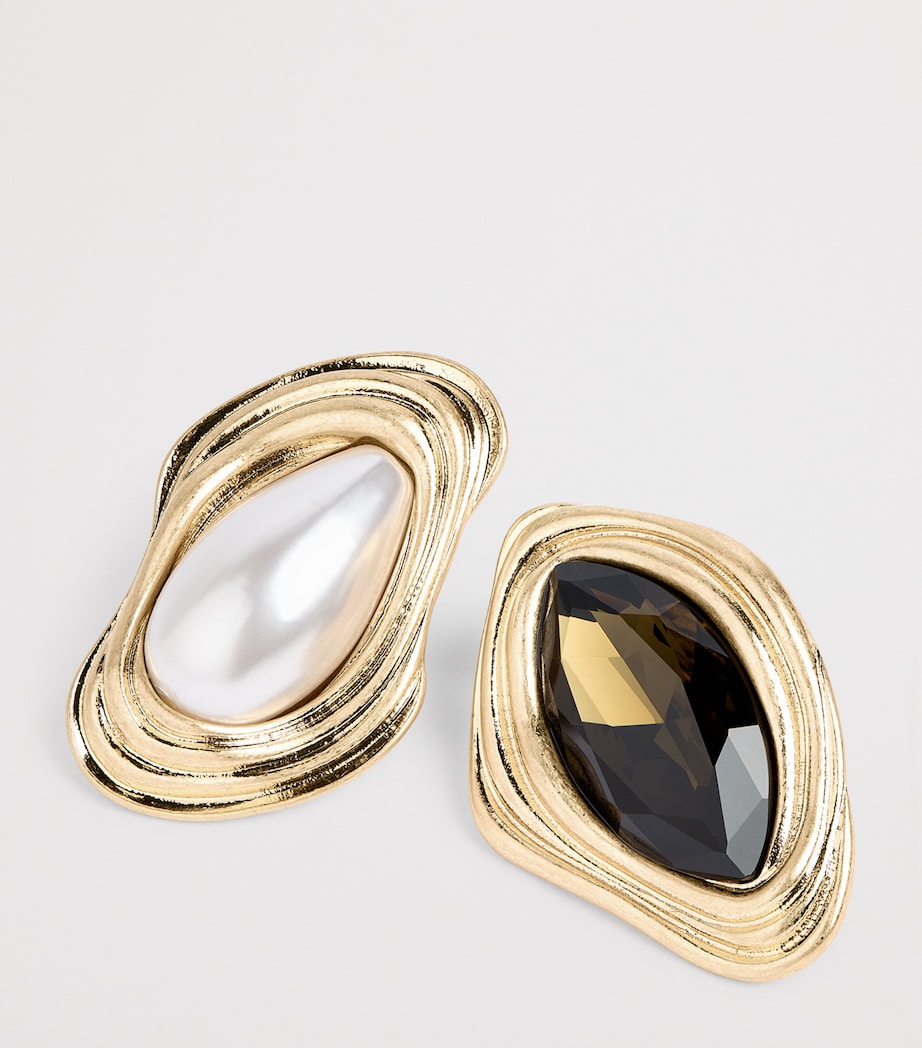 Faux Pearl And Crystal Earrings GOLD Image 6