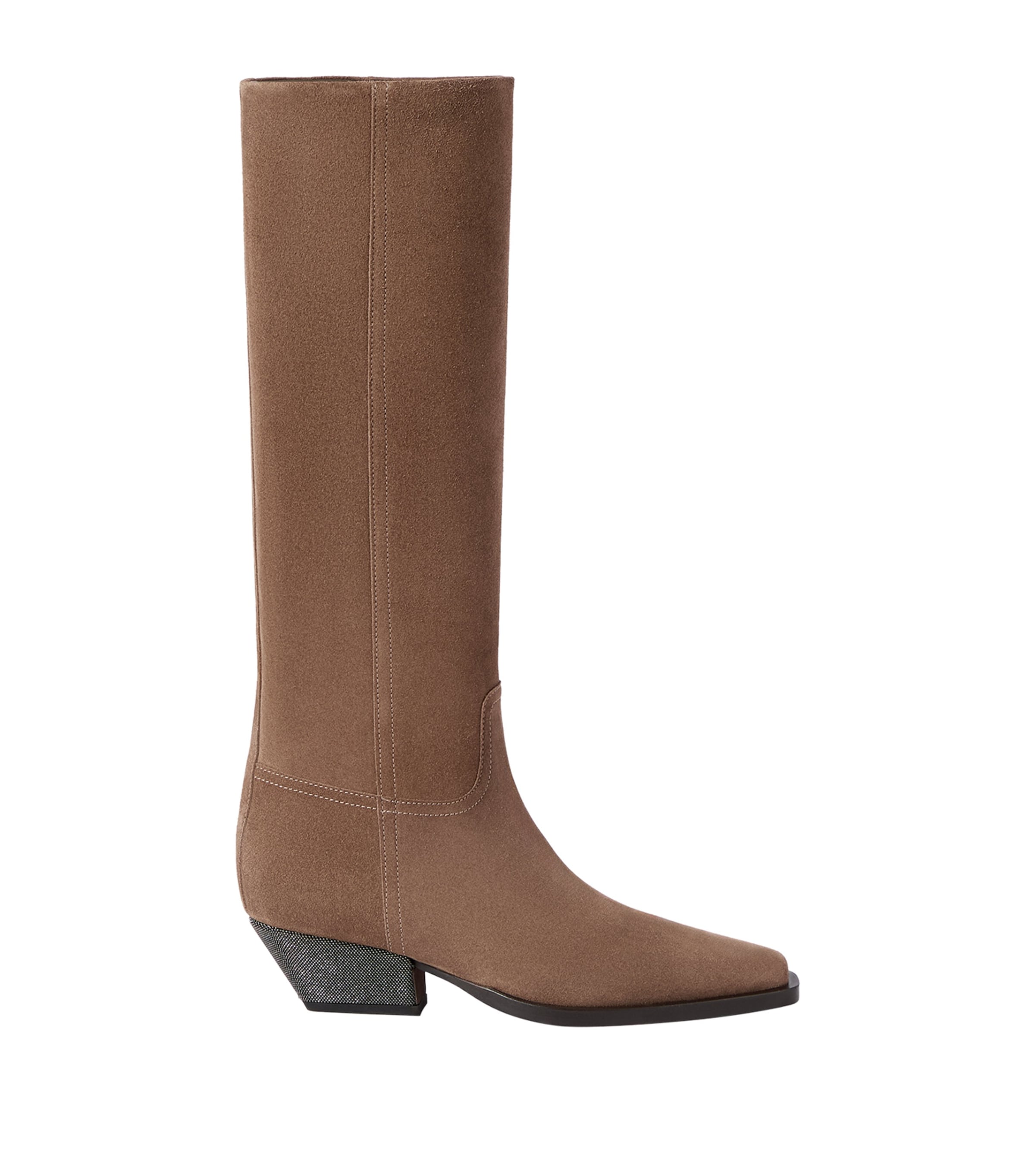 Brunello Cucinelli Suede Monili-Heel Knee-High Boots 50 Image 1