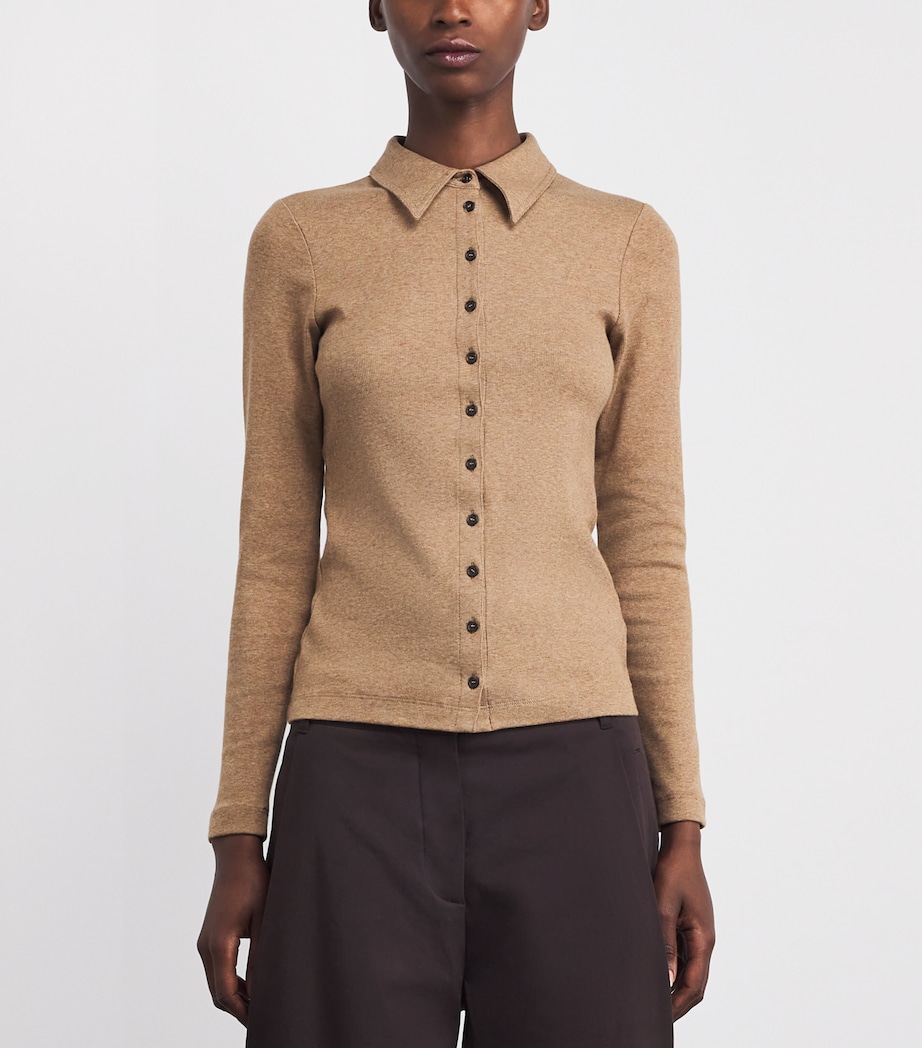 Organic Cotton-Blend Ultimate Shirt CAMEL MELANGE Image 3