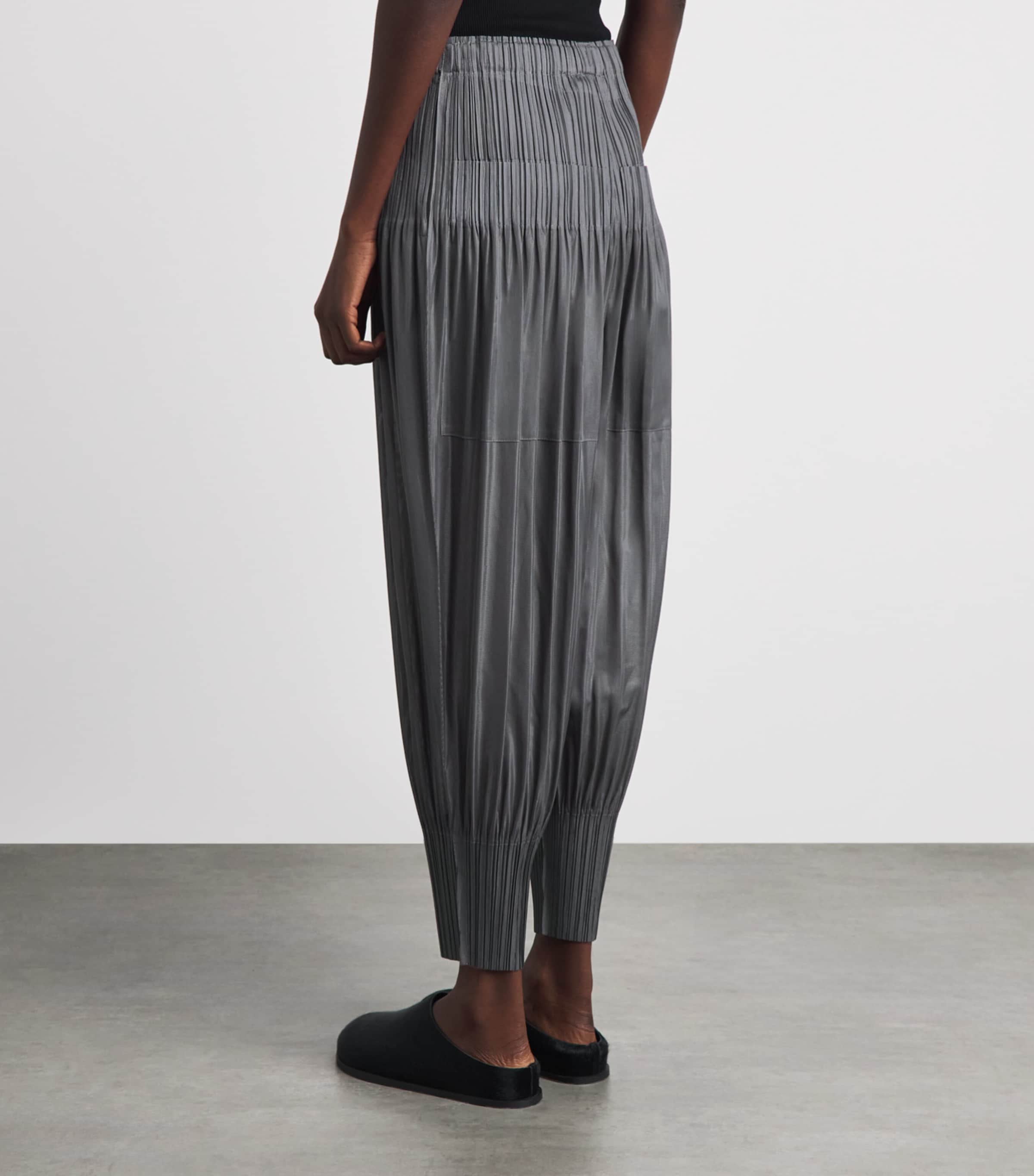 Pleats Please Issey Miyake Womens Fluffy Basics Tapered Trousers Grey Image 5