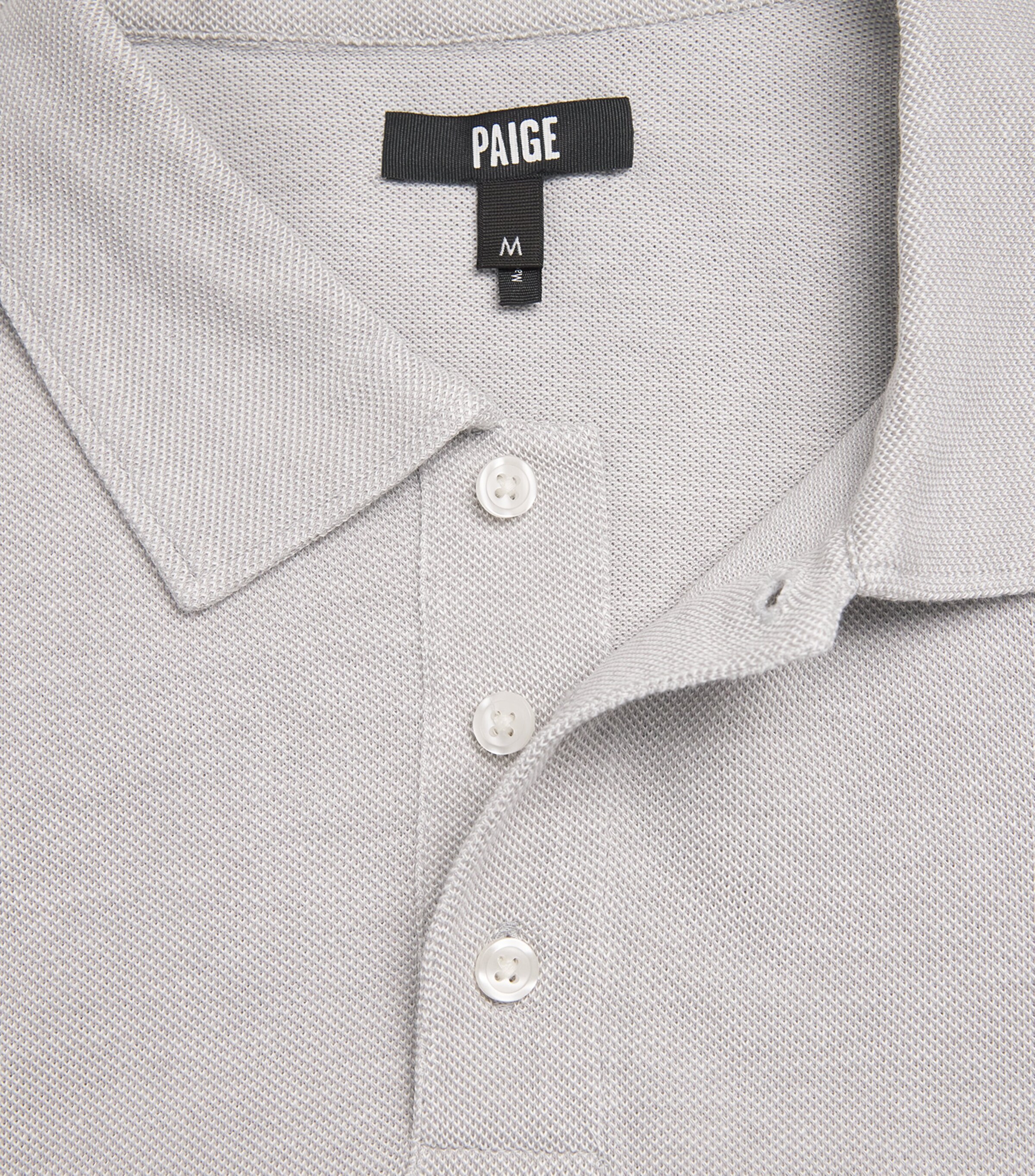 PAIGE Mens Cotton Demille Polo Shirt Light Grey Combo Image 6