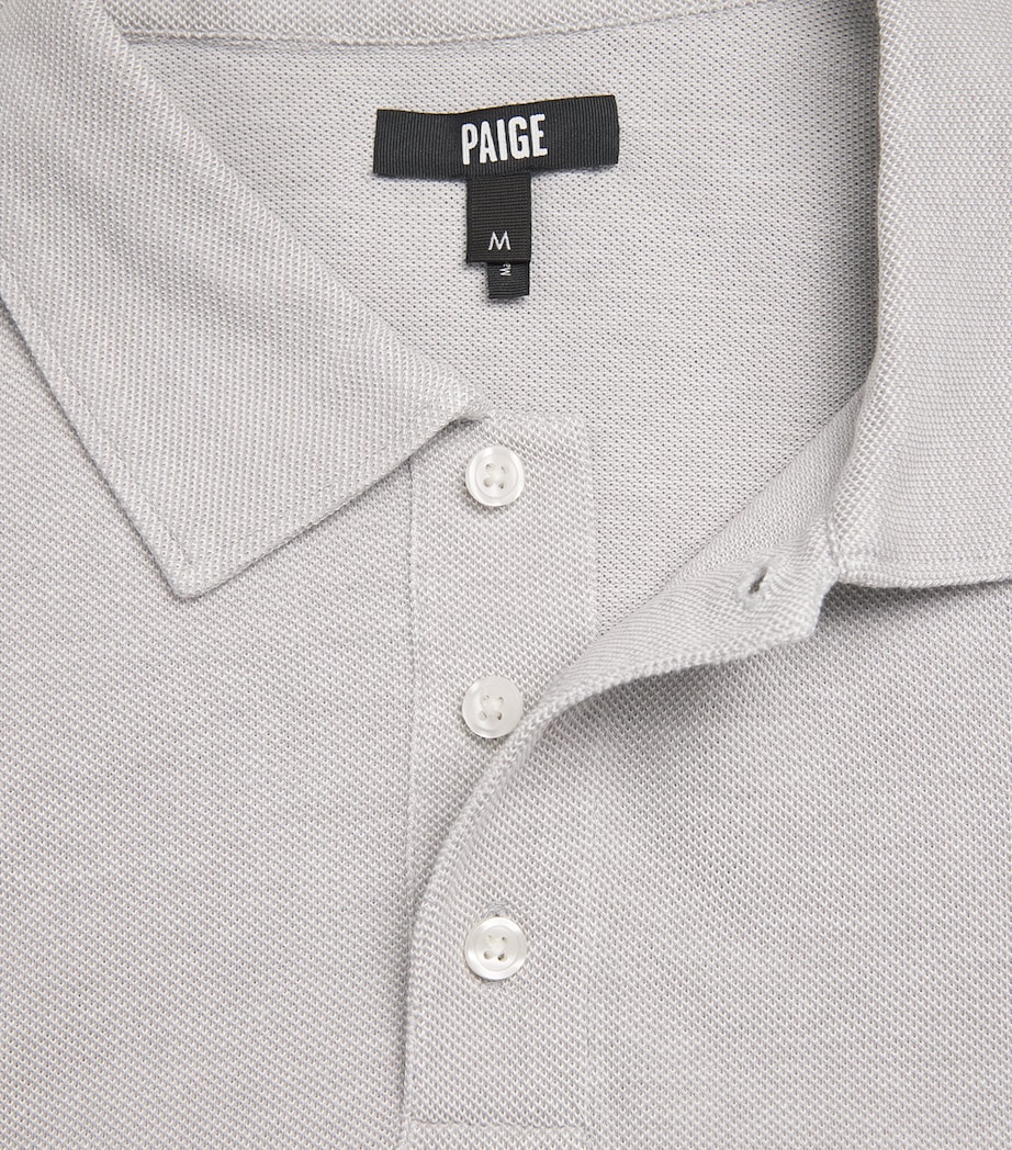 PAIGE Mens Cotton Demille Polo Shirt Light Grey Combo Image 6