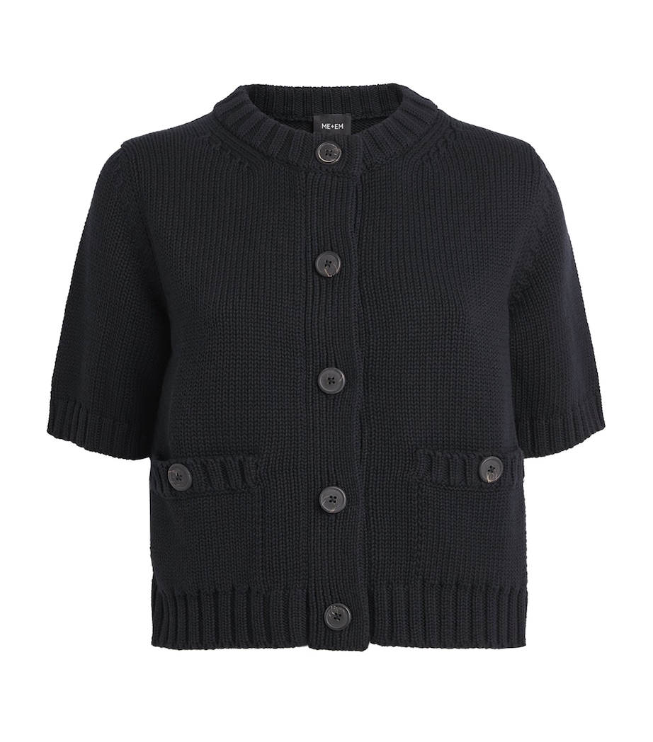ME+EM Womens Cropped Short-Sleeve Cardigan Black Image 1