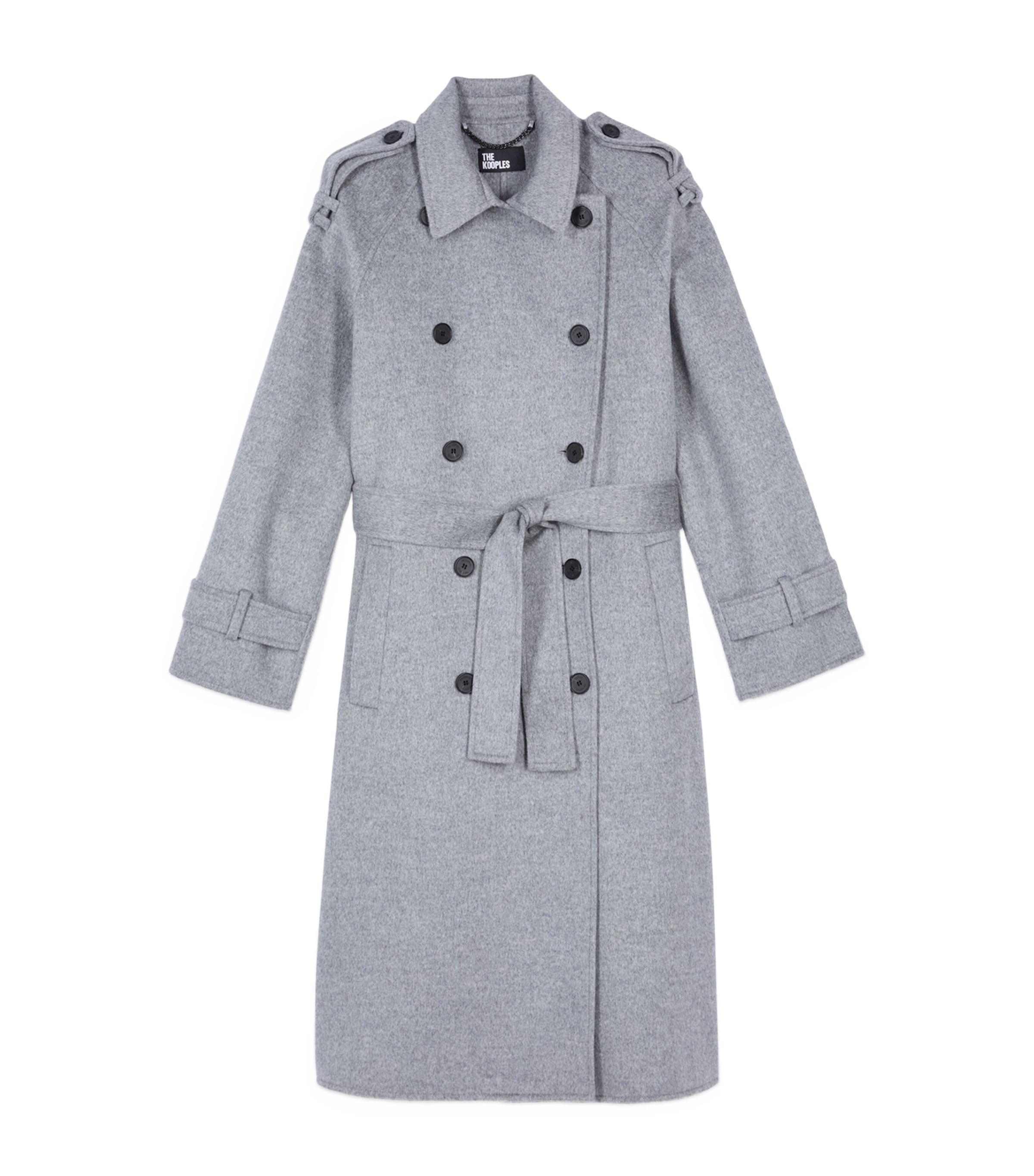 Shop The Kooples Wool-blend Trench Coat In Grey