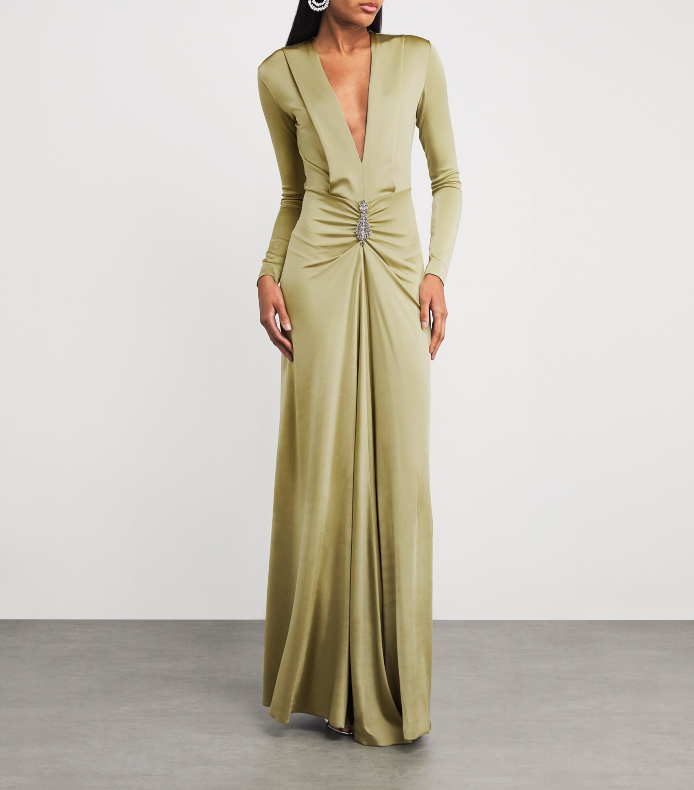 Long-Sleeve V-Neck Gown 6211 PISTACHIO Image 2
