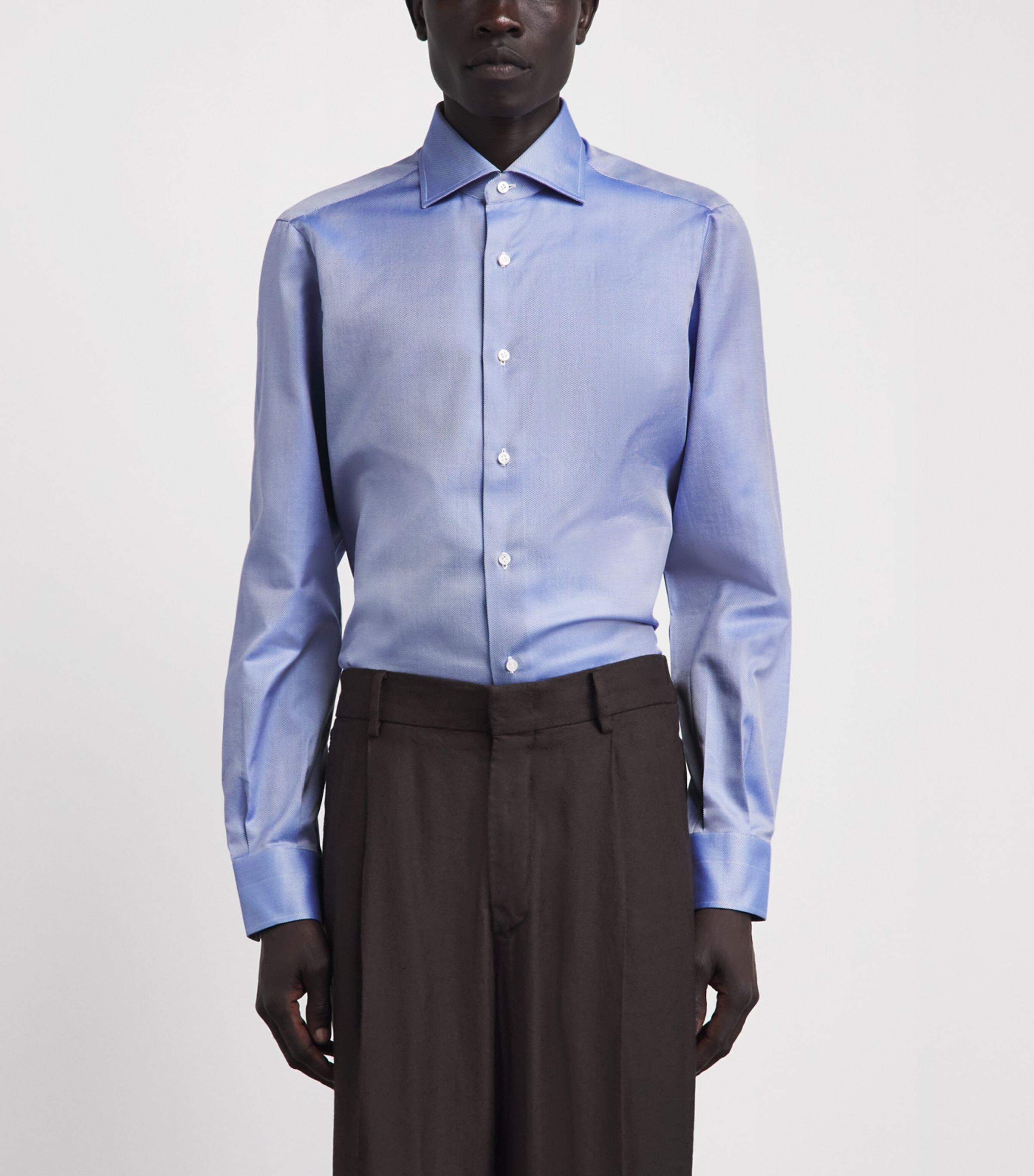 Isaia Mens Cotton Mix Dress Shirt Image 4