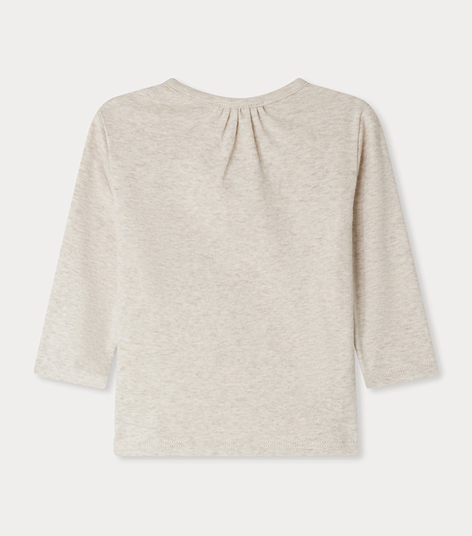 Cotton Long-Sleeve Bird T-Shirt (6-18 Months) UPB BEIGE Image 2