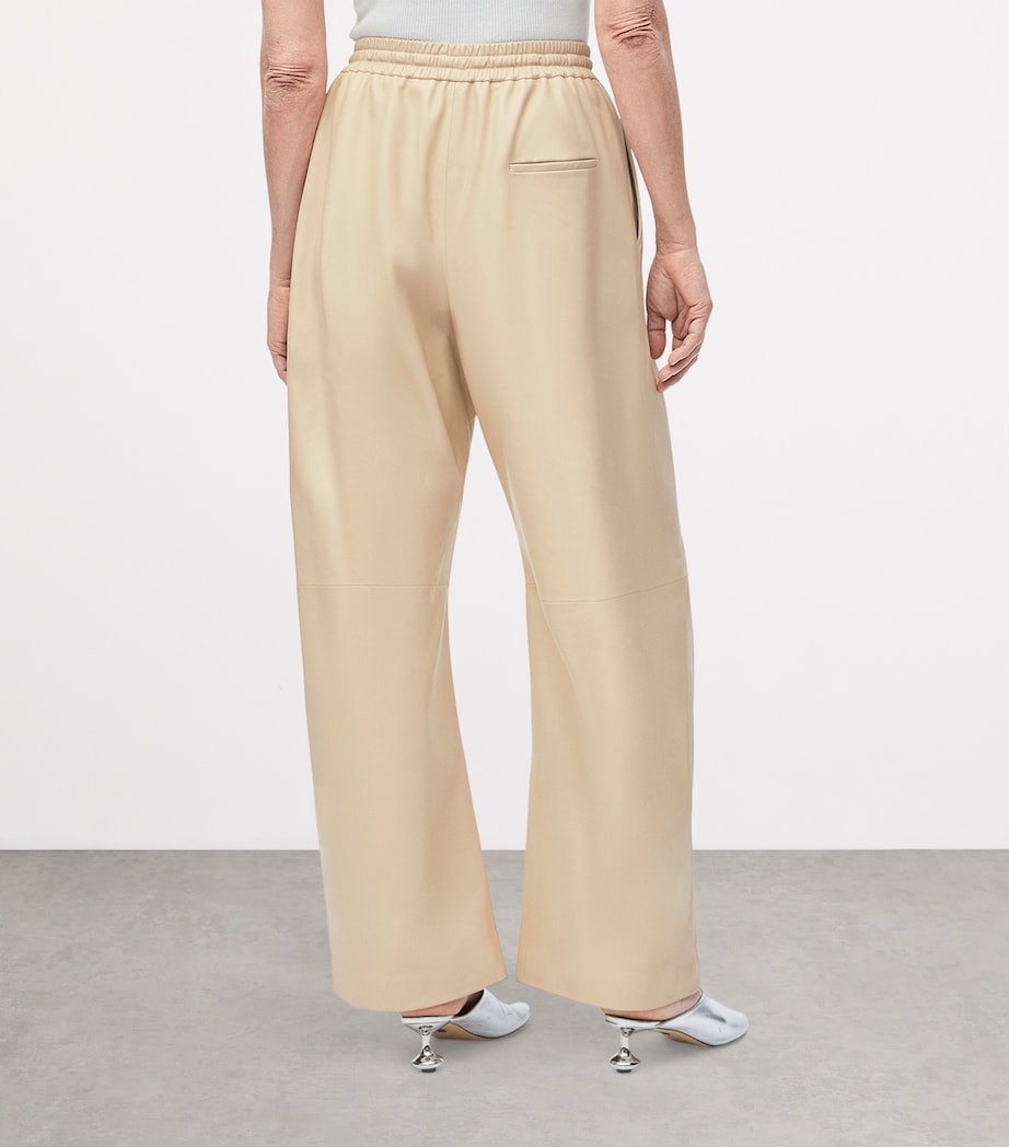 EXCLUSIVE Lambskin Wide-Leg Silver Capsule Barrel Trousers BEIGE Image 4