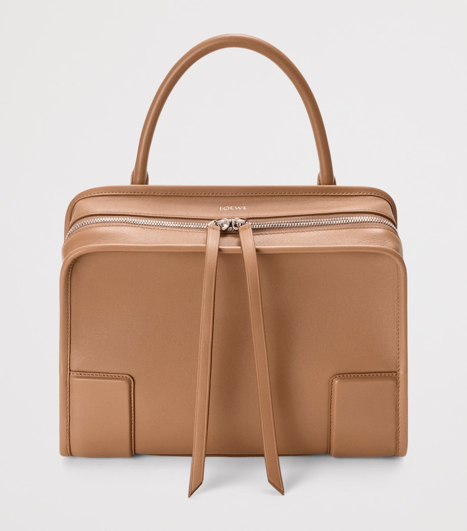 LOEWE Womens Medium Leather Amazona 180 Top-Handle Bag Mocha Image 8