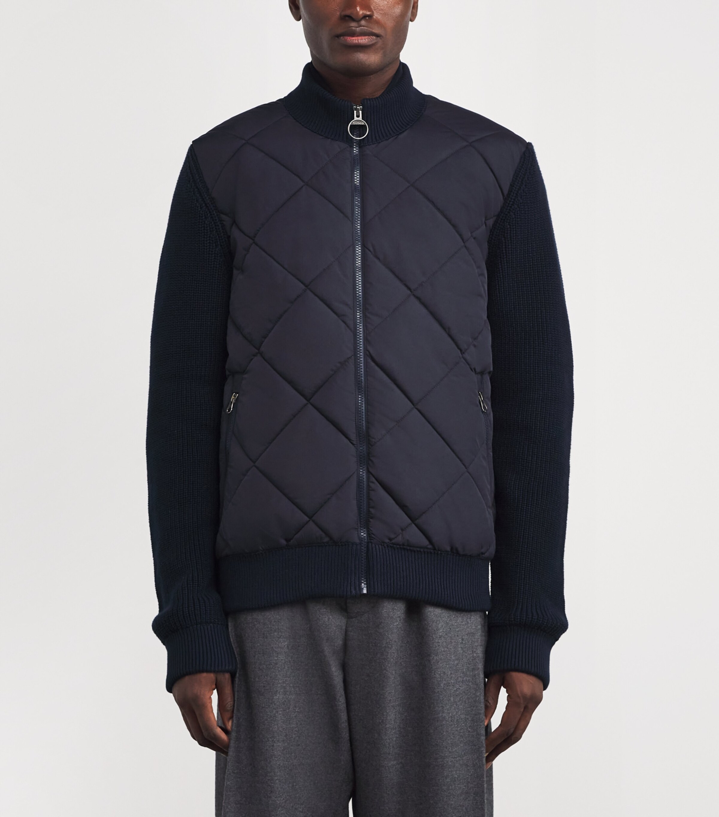 Barbour Mens Knitted Quilted Newland Jacket Navy Image 3