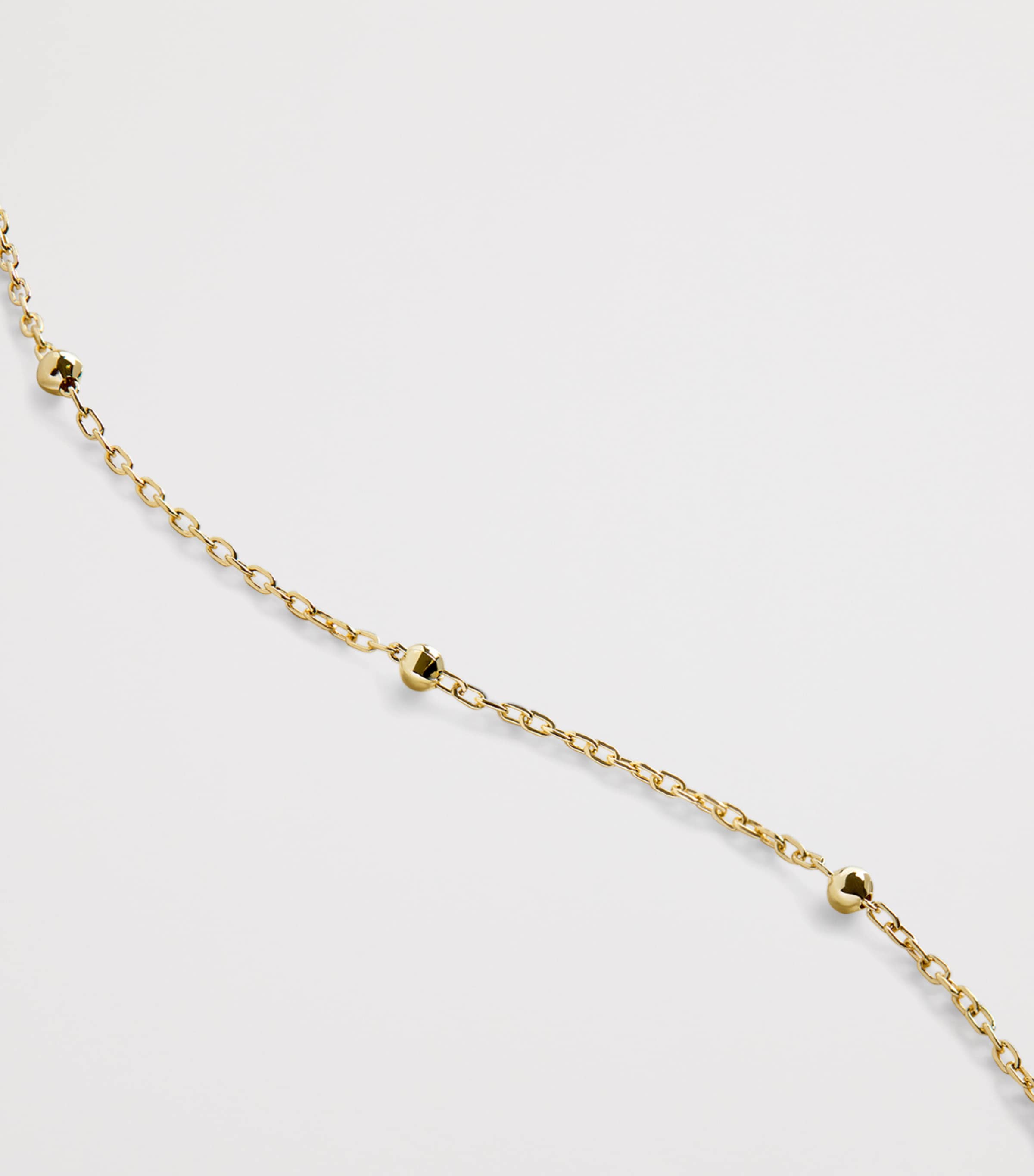 Yellow Gold Beaded Chain Necklace 14K SOLID GOLD Image 2