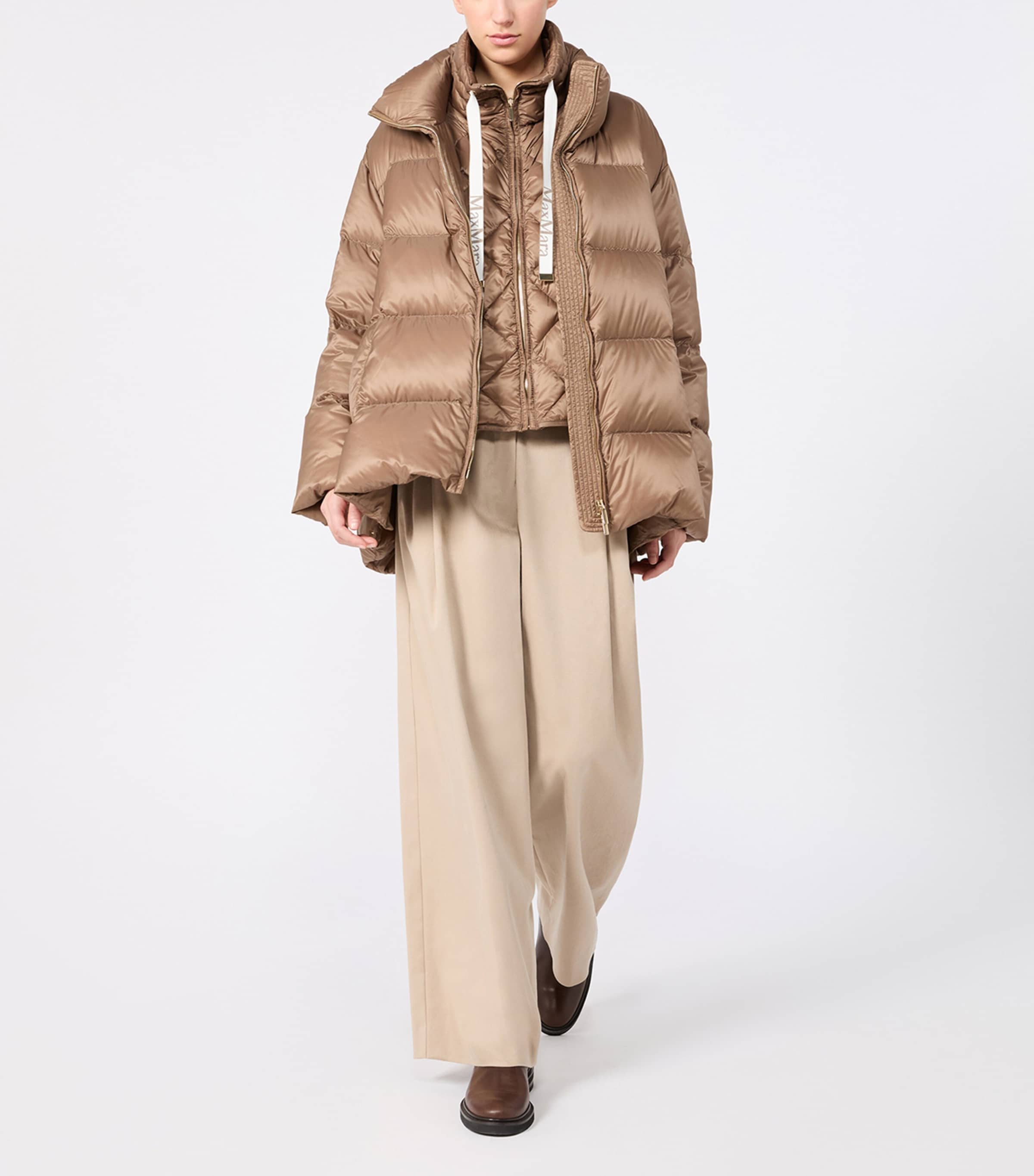 Max Mara Womens High-Neck Puffer Jacket Camel Image 2