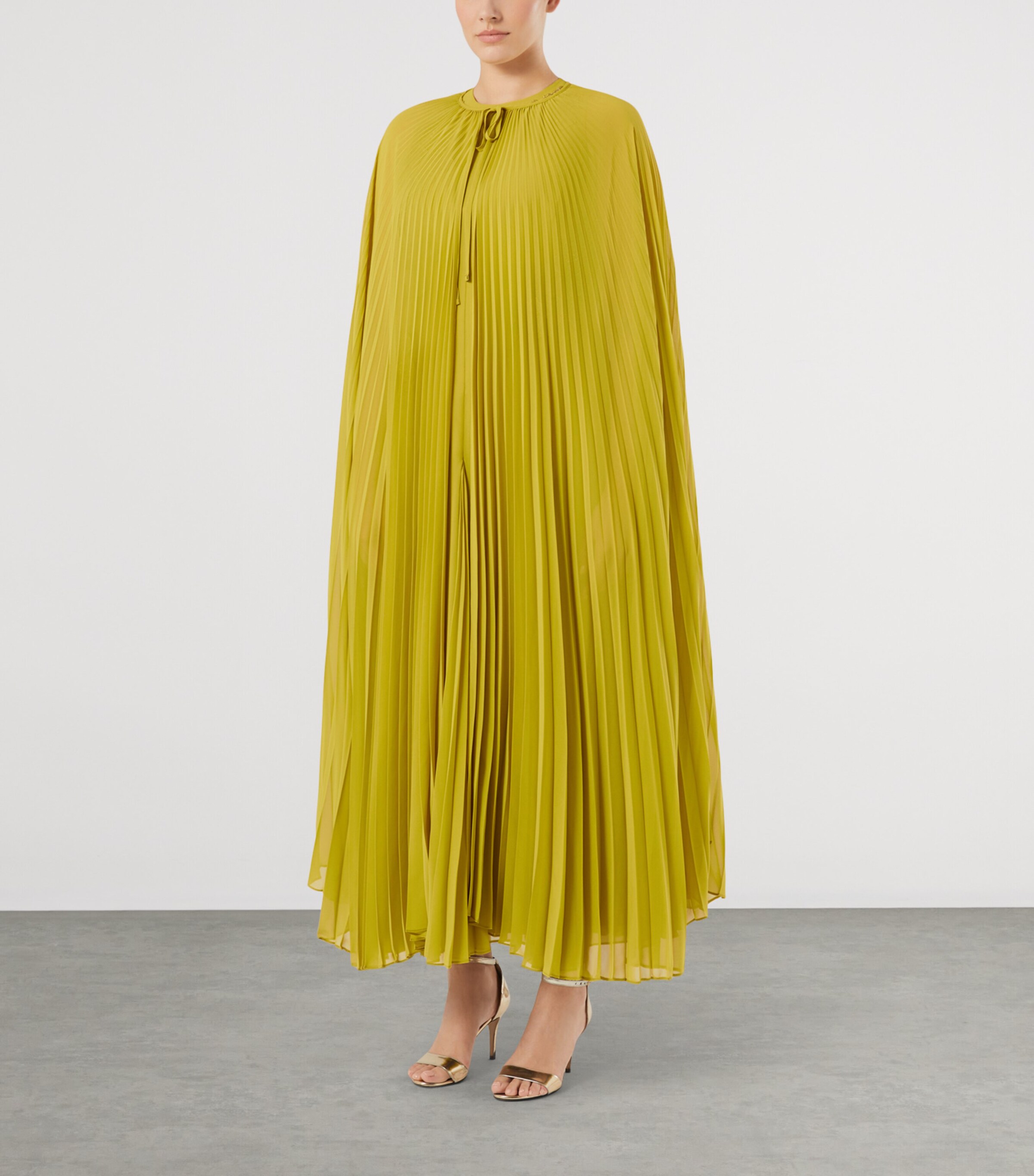 Marina Rinaldi Womens Georgette Plissé Cape Olive Green Image 2