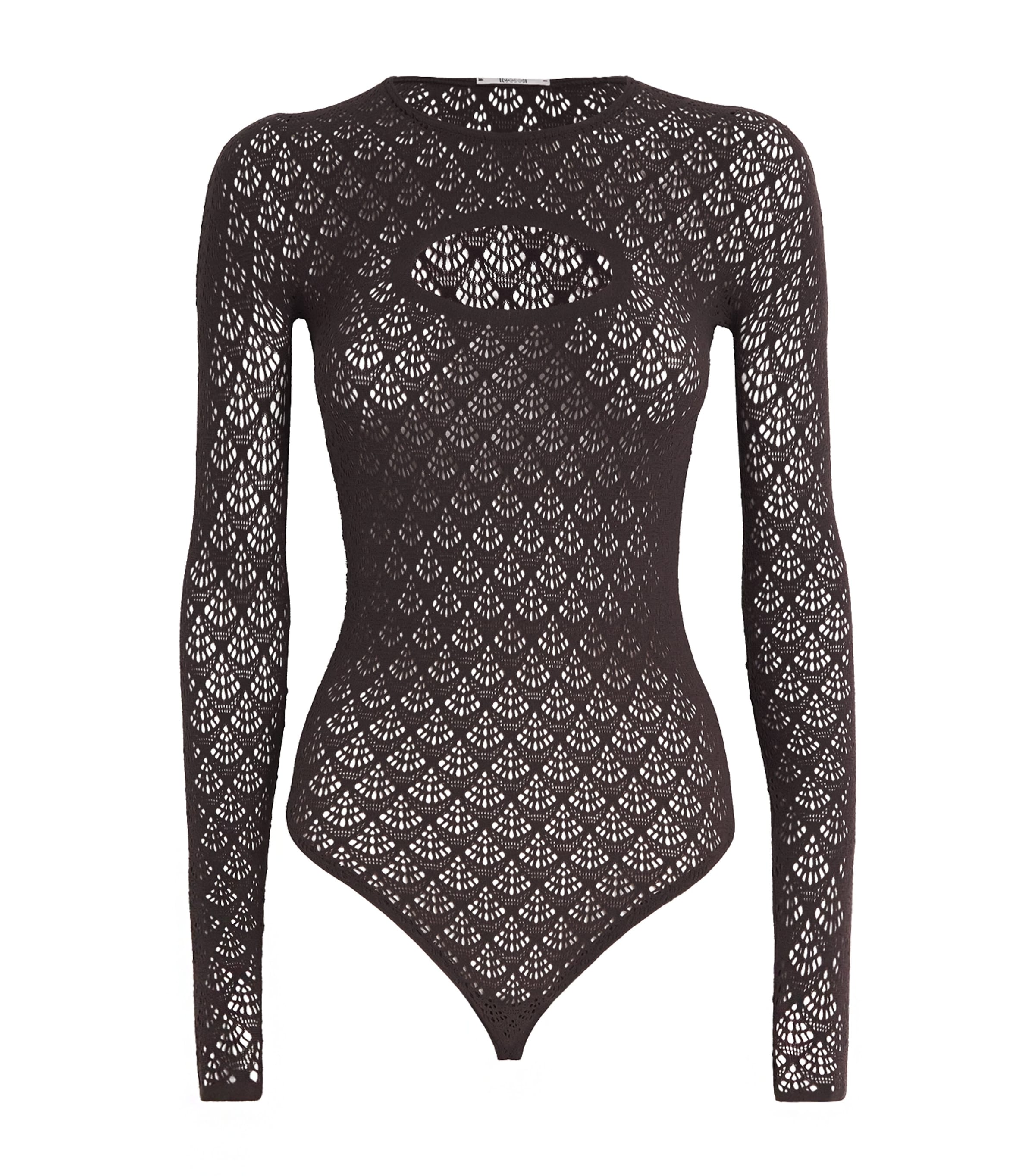 Mermaid Net Thong Bodysuit 4870 DARK WOOD Image 1