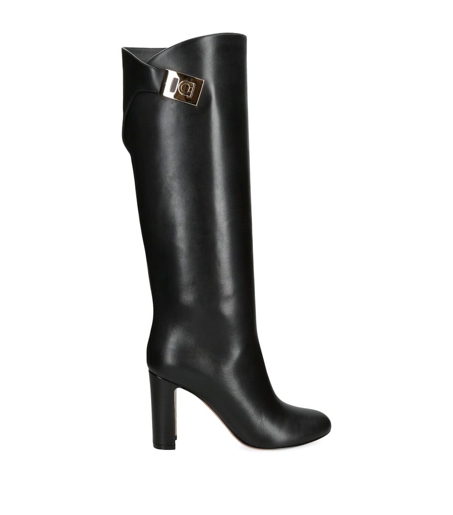 Leather Enni Knee-High Boots 95 BLACK Image 1