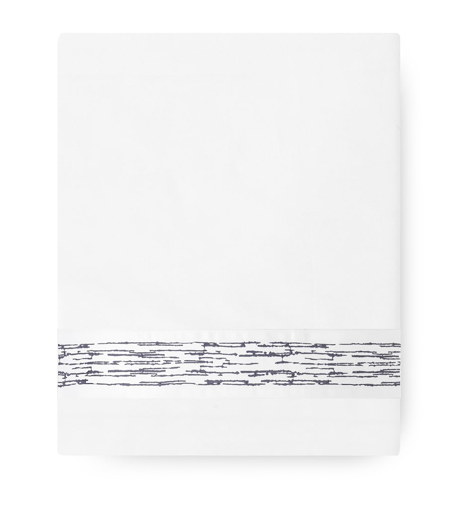 Egyptian Cotton Alentejo Super King Flat Sheet (300cm x 265cm) WHITE/MIDNIGHT Image 1