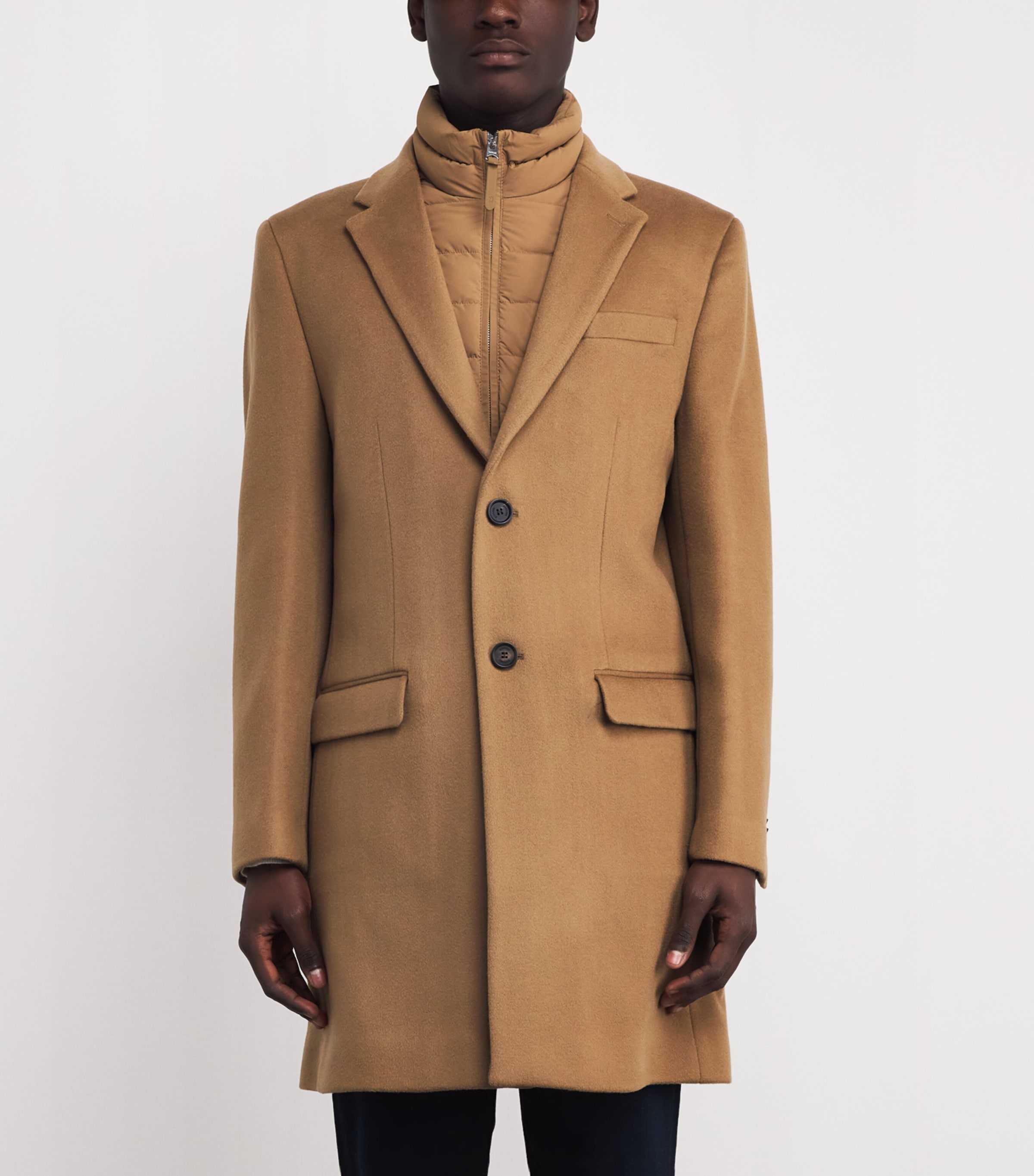 Wool Removable-Bib Coat OTTER A Image 3