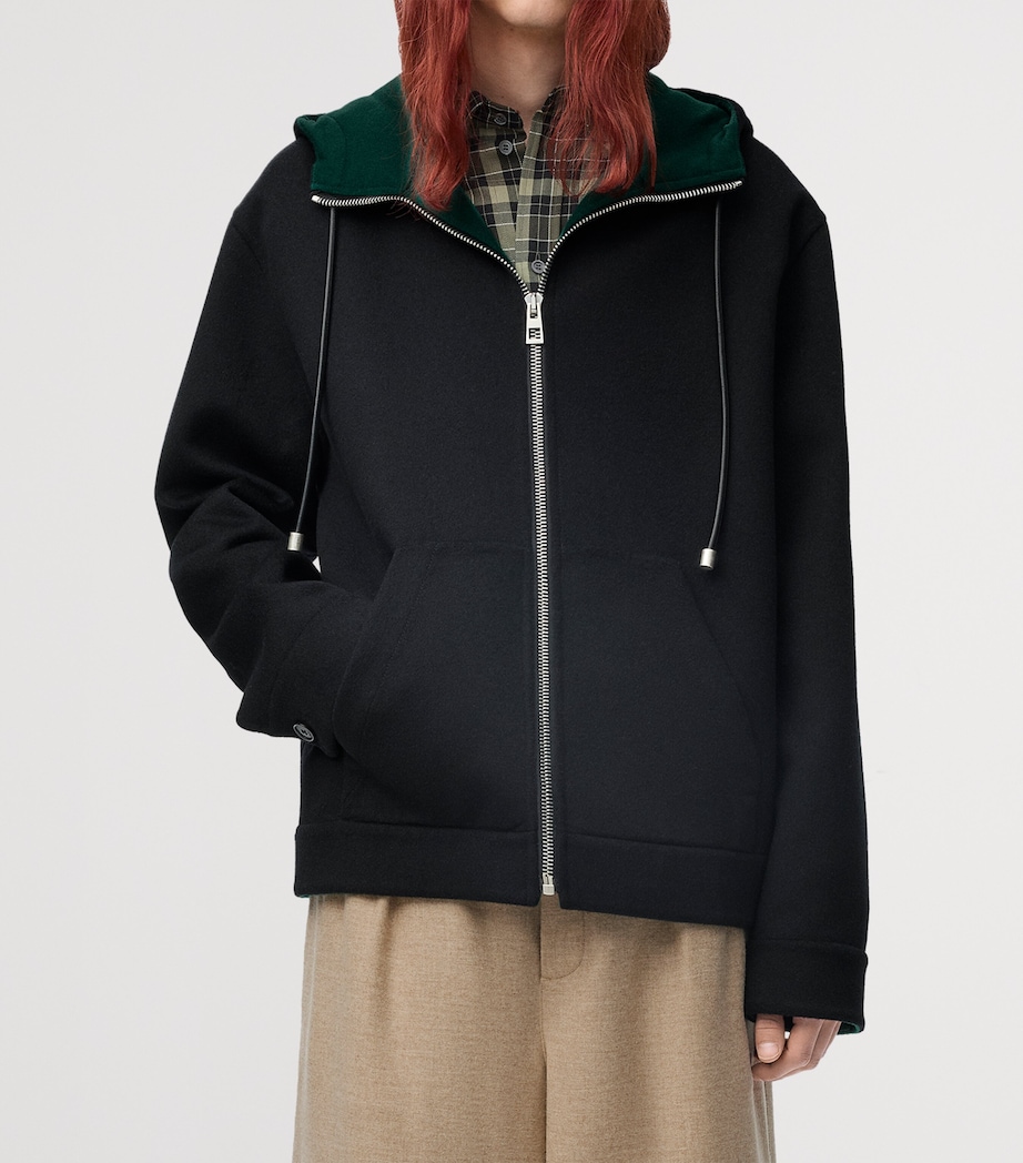 Wool-Cashmere Hooded Jacket BLACK/GREEN Image 5