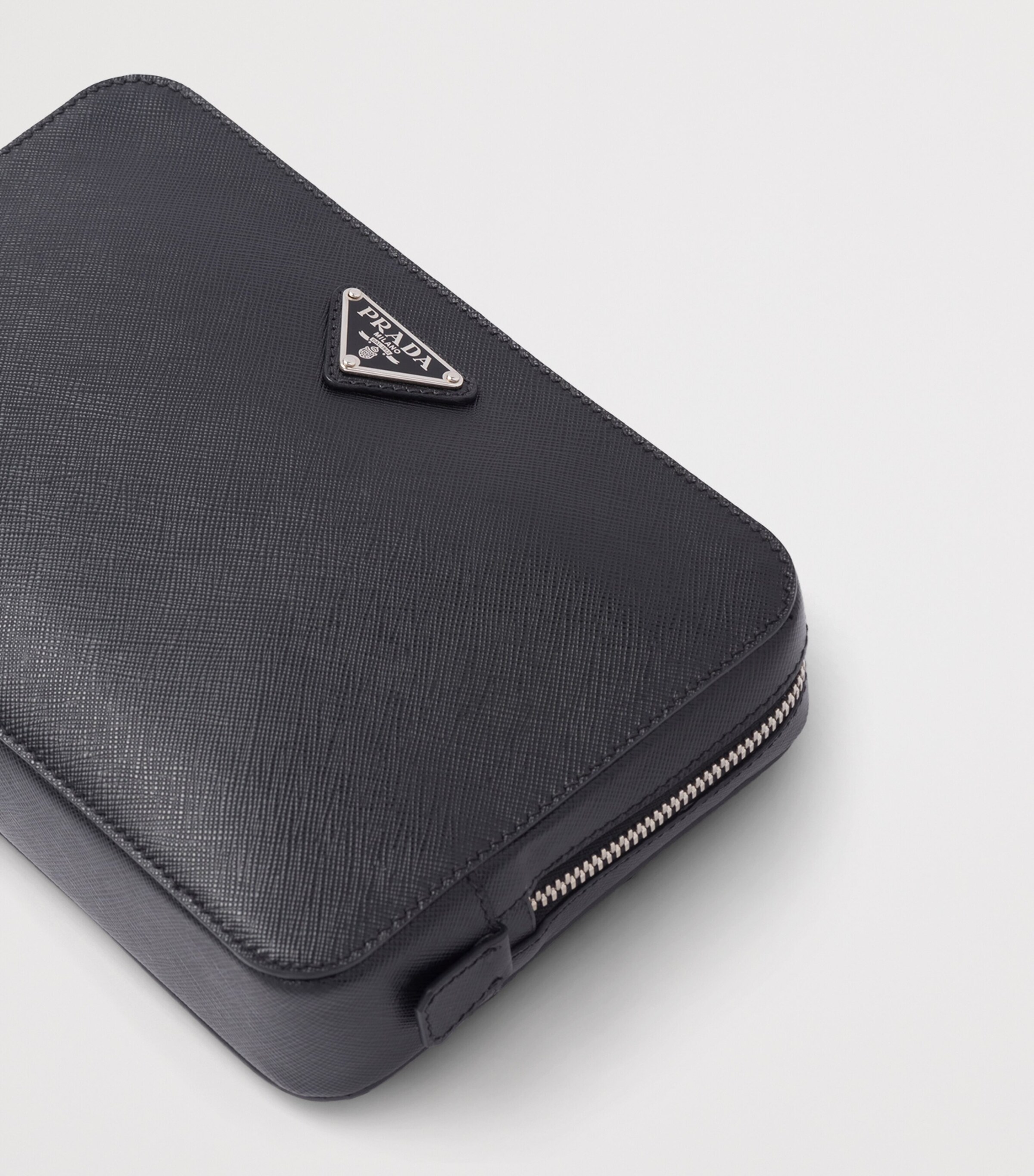 Prada Saffiano Leather Pouch Black Image 8