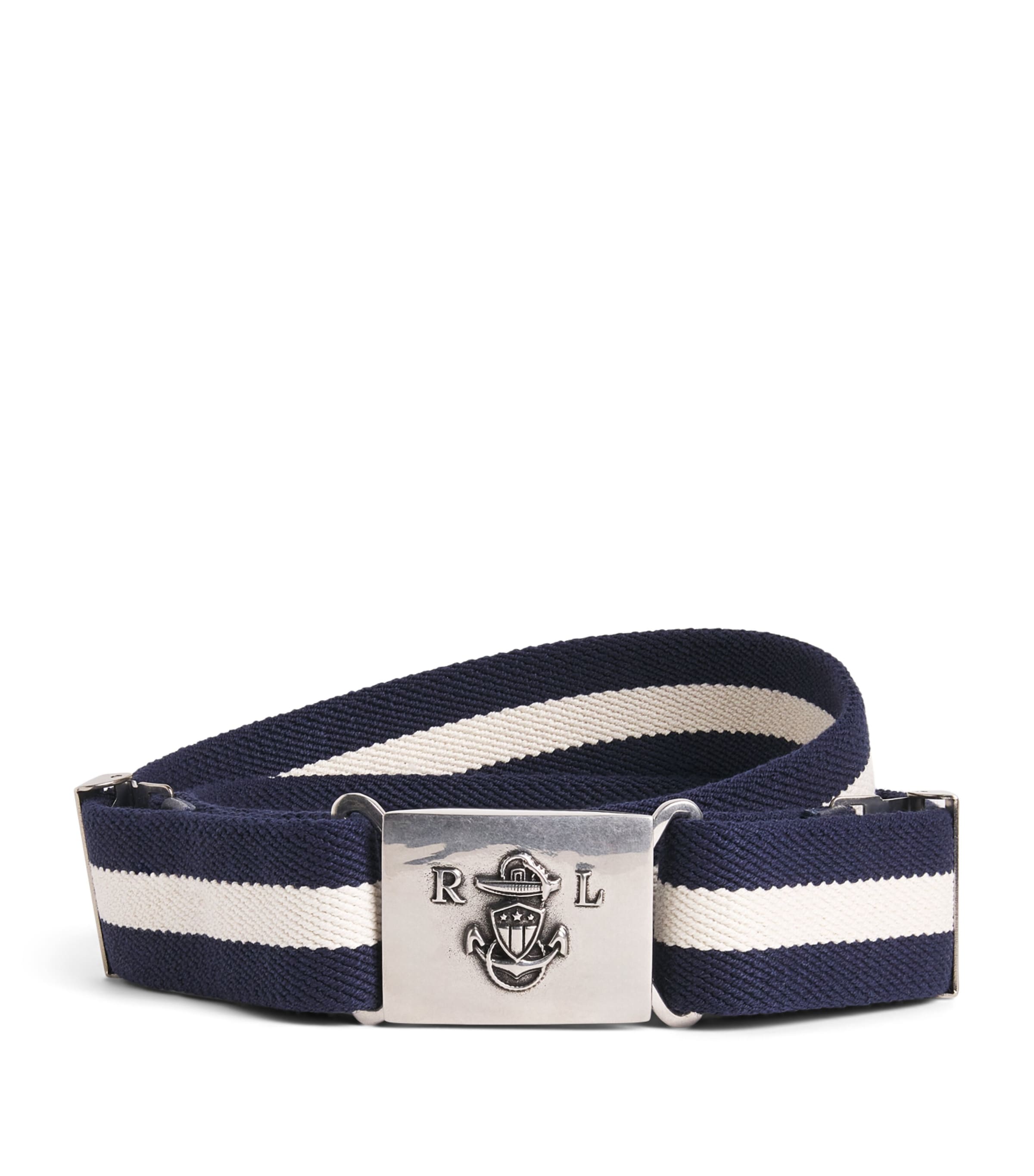 Ralph Lauren Purple Label Cotton Anchor Belt Navy/cream Image 1