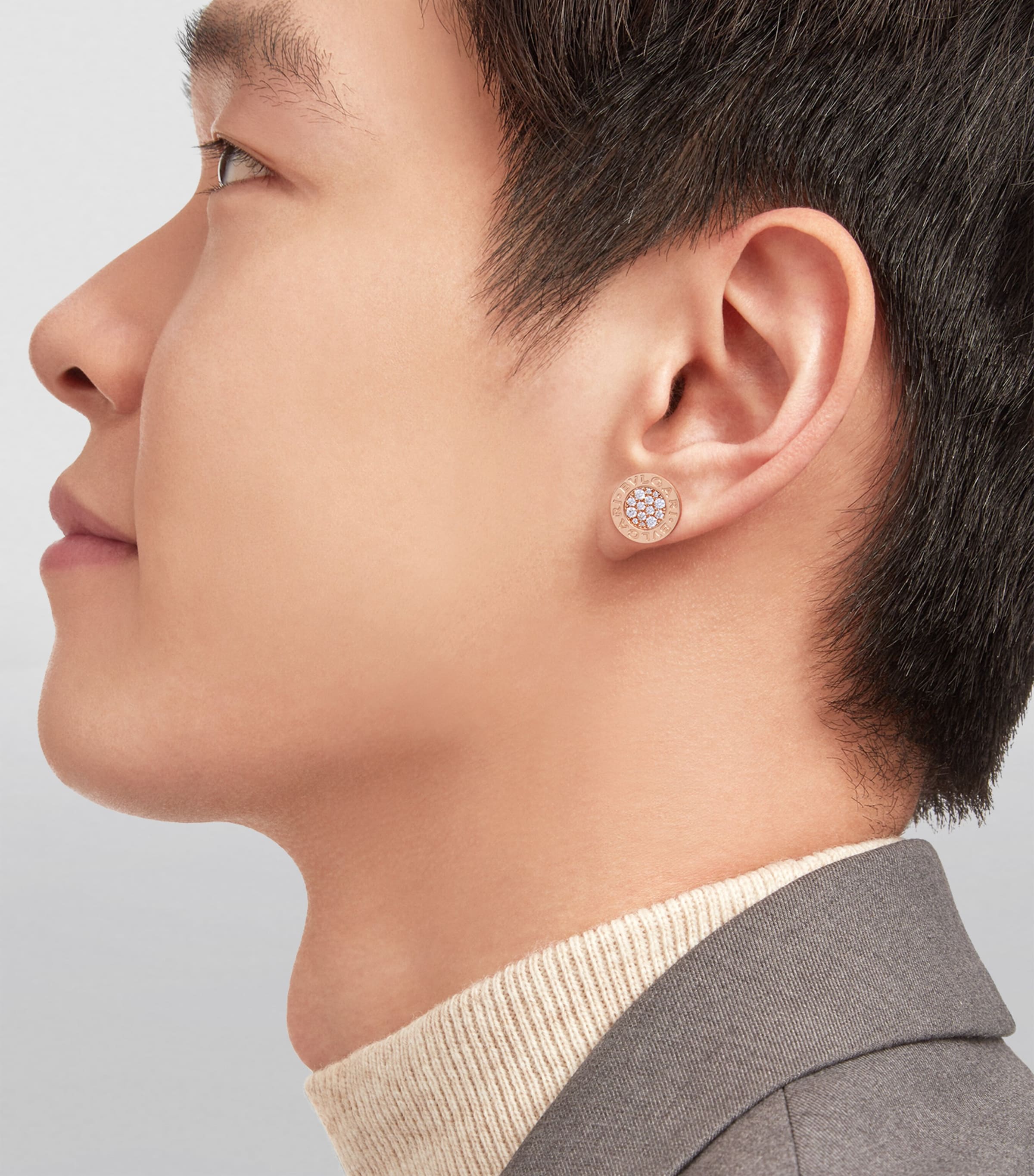 Rose Gold and Diamond BVLGARI BVLGARI Single Stud Earring PINK GOLD Image 6