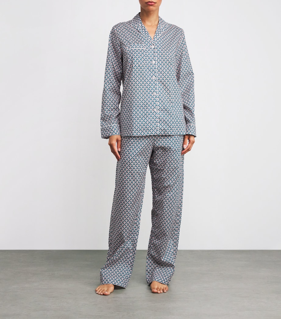 Cotton Wide-Leg Pyjama Bottoms GREEN Image 2