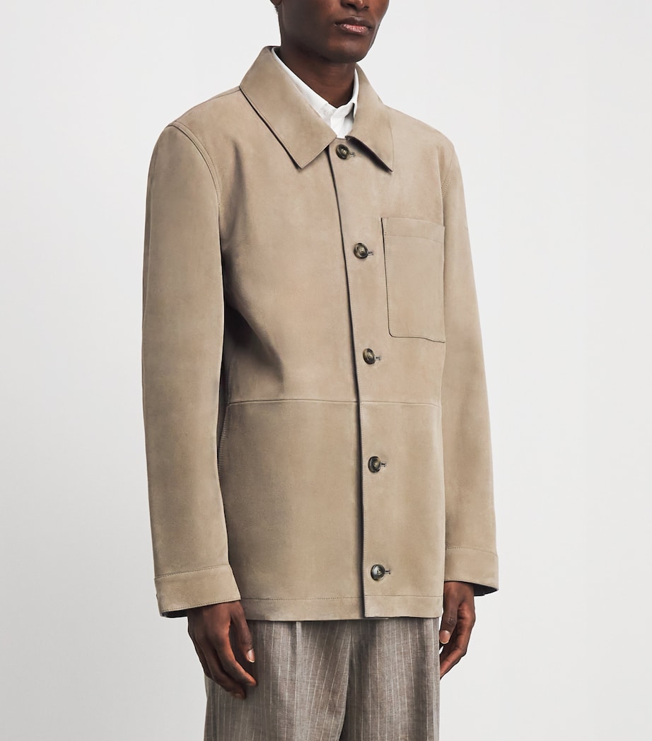 Yves Salomon Mens Suede Overshirt Seigle Image 4