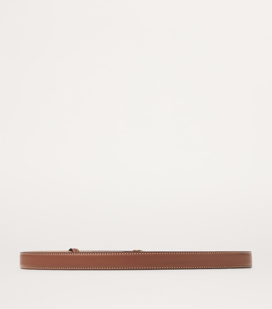 Leather Diamond Belt TAN/ECRU/GOLD Image 3