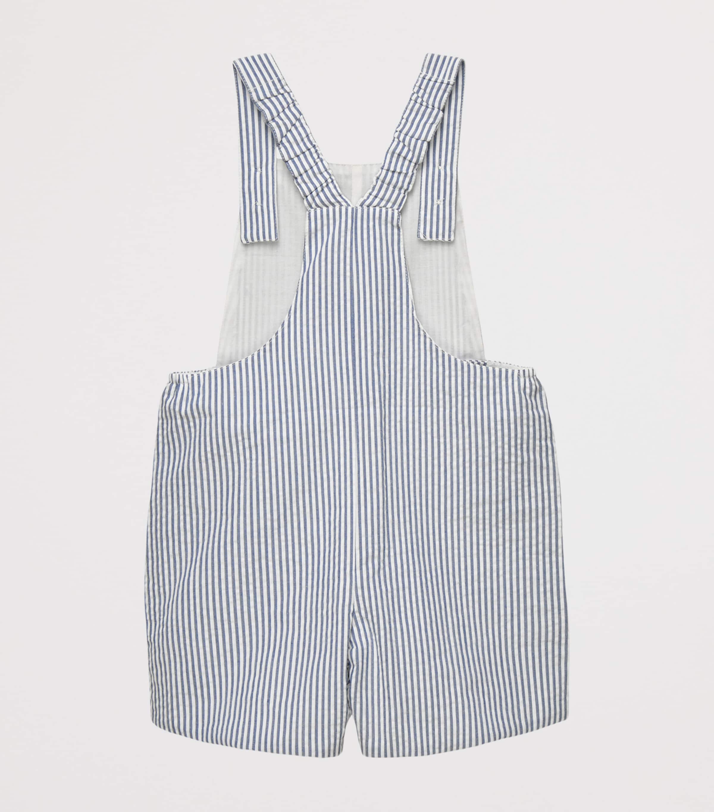 Trotters Cotton Stripe Guardsman Alexander Dungarees (3-24 Months) Navy Stripe/guardsma Image 2