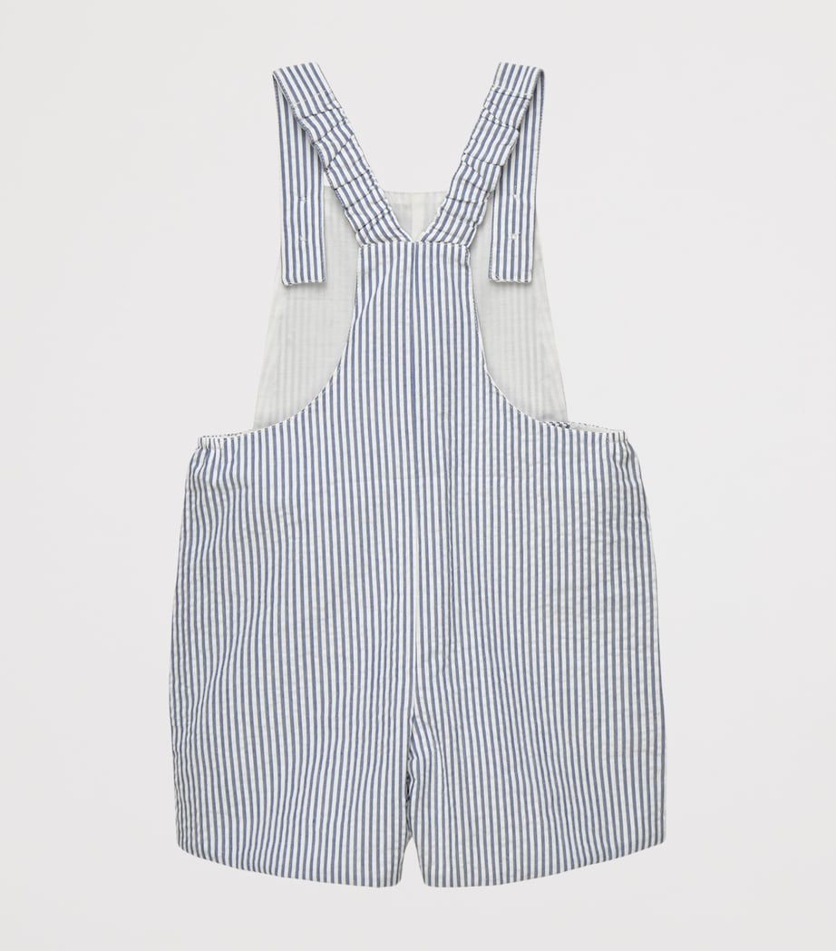 Trotters Cotton Stripe Guardsman Alexander Dungarees (3-24 Months) Navy Stripe/guardsma Image 2